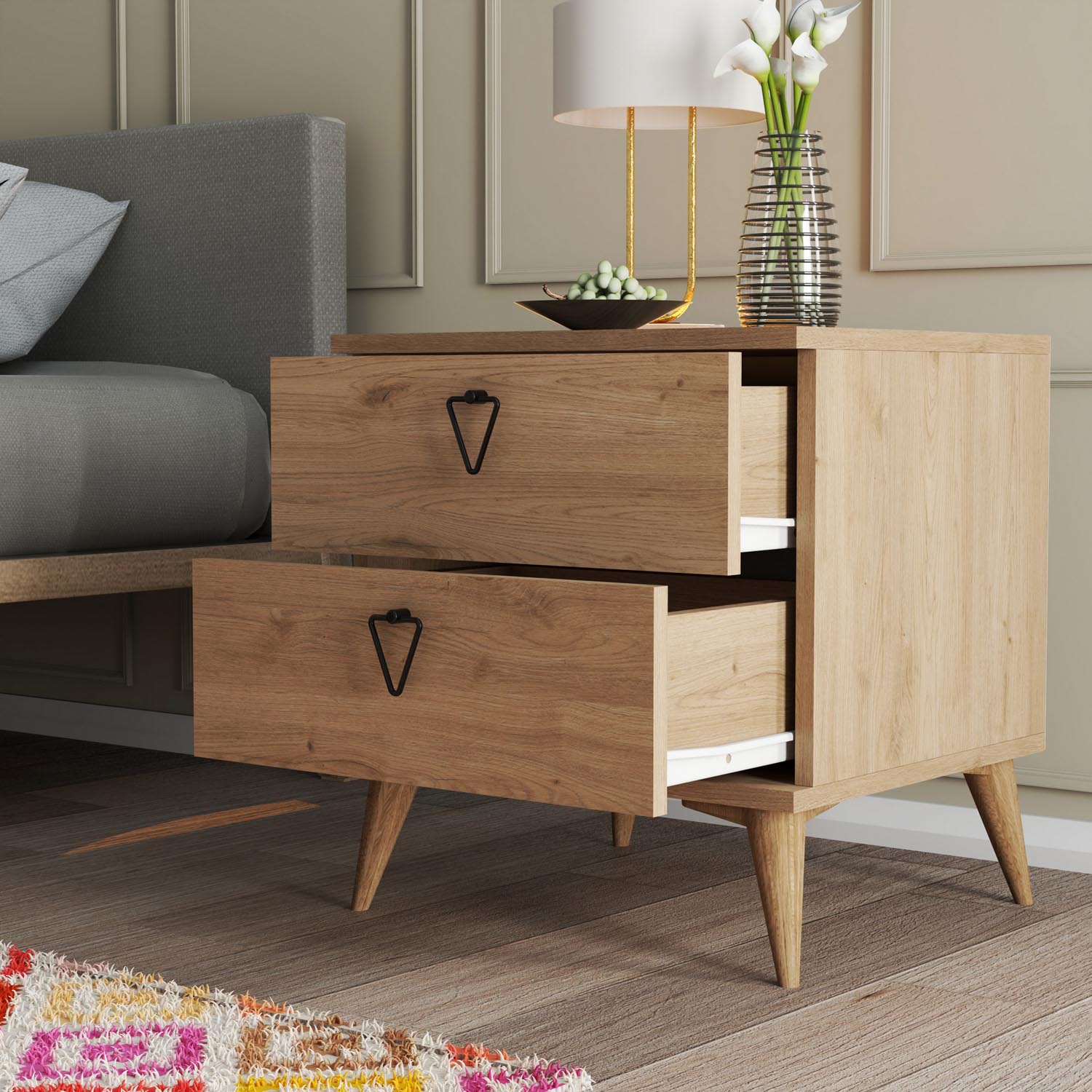 Versa-Ce 3632 in Eiche präsentiert im Onlineshop von KAQTU Design AG. Nachttisch ist von Hanah Home