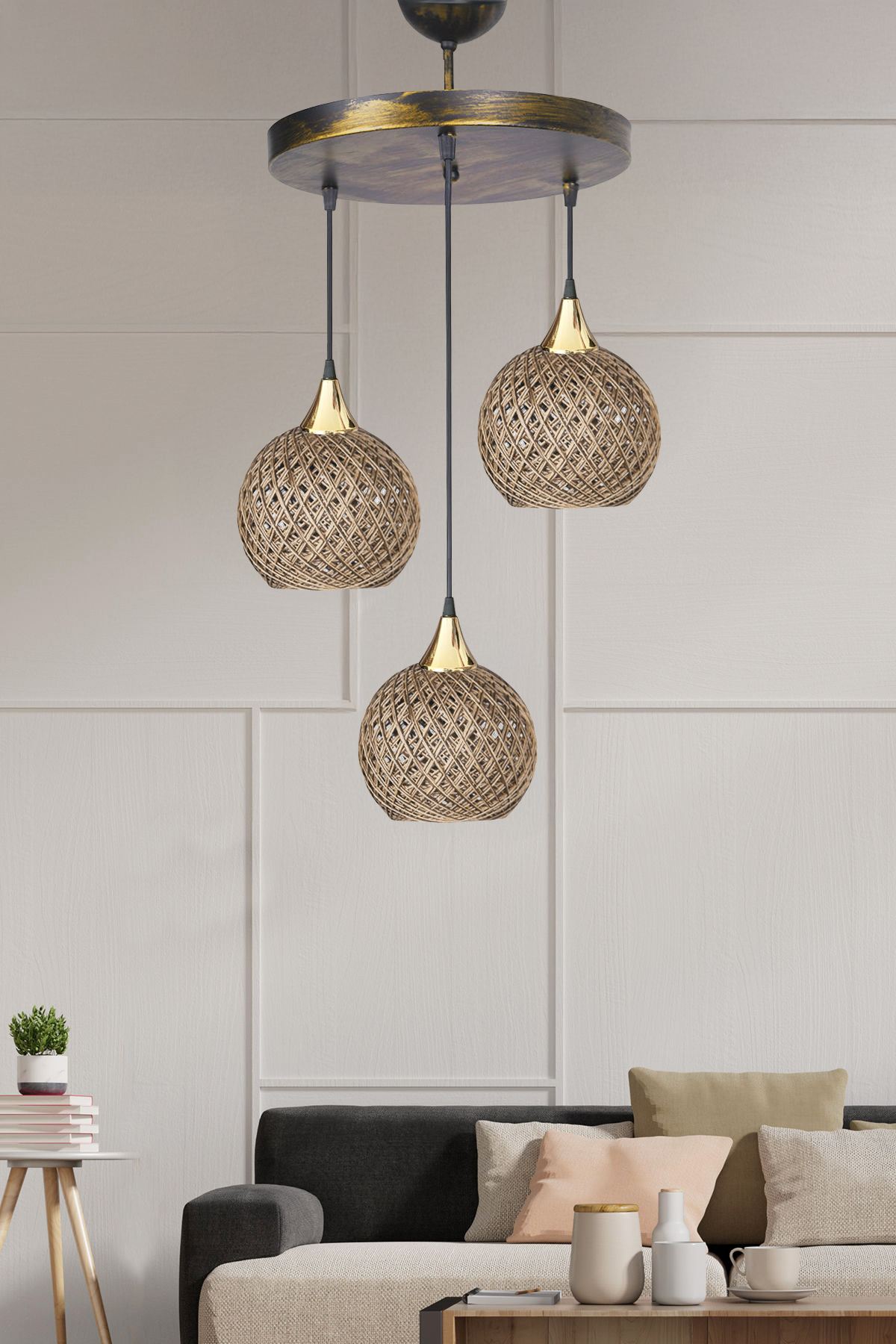 Crayon - Jute Black in Beige präsentiert im Onlineshop von KAQTU Design AG. Pendelleuchte ist von Opviq