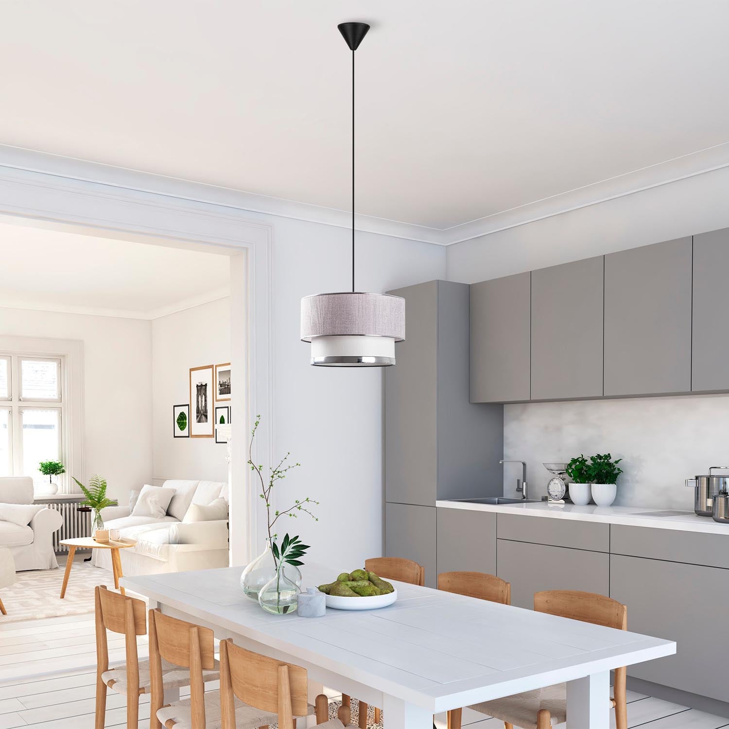 Cake - Light Grey, Silver in Grau Silber präsentiert im Onlineshop von KAQTU Design AG. Pendelleuchte ist von Opviq