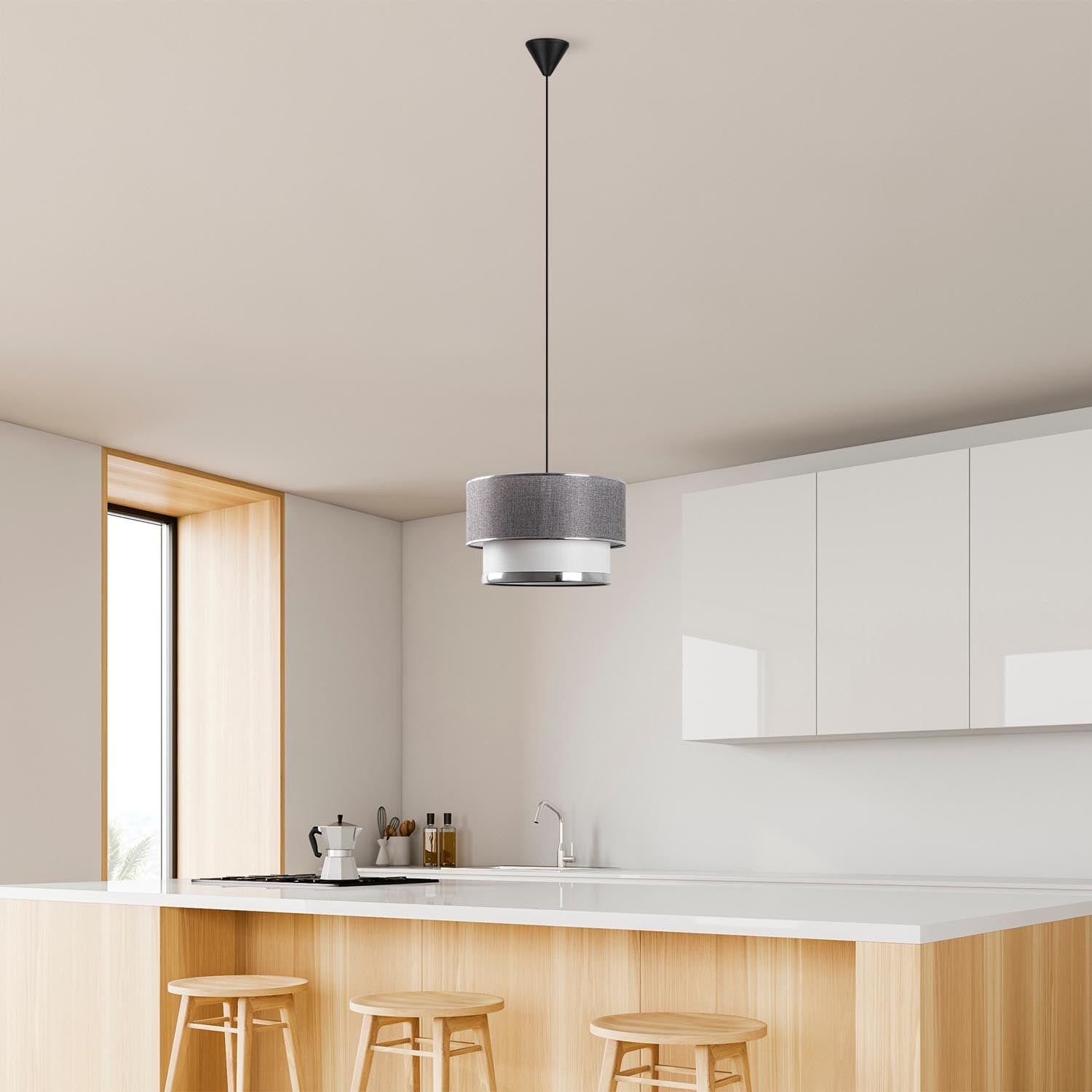 Cake - Grey, Silver in Grau Silber präsentiert im Onlineshop von KAQTU Design AG. Pendelleuchte ist von Opviq