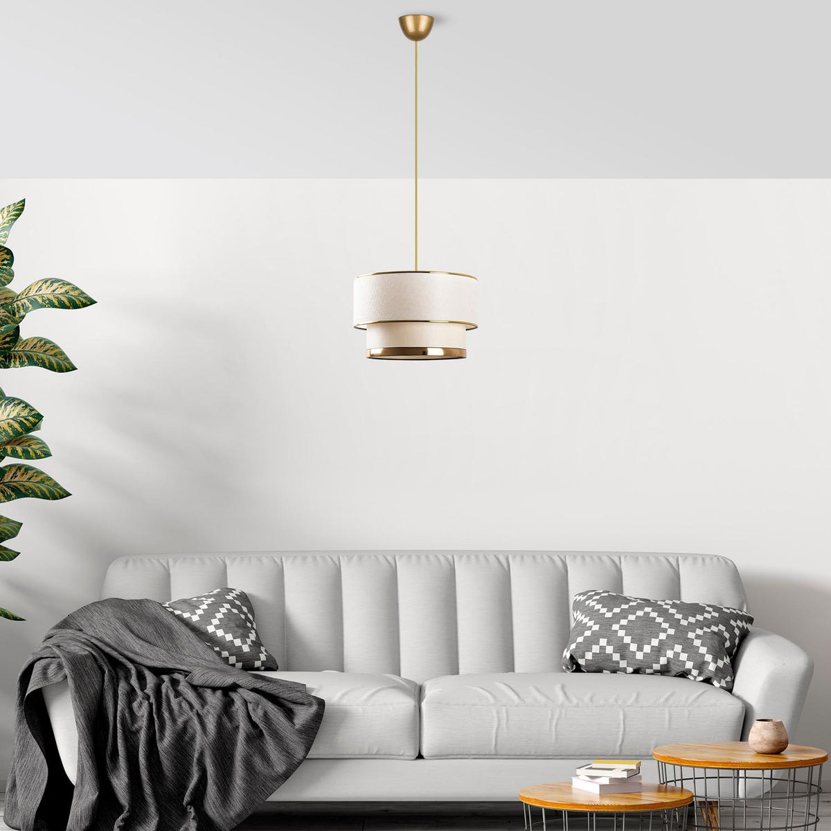 Cake Pendellampe - Creme
 Gold in Creme / Gold präsentiert im Onlineshop von KAQTU Design AG. Pendelleuchte ist von Opviq