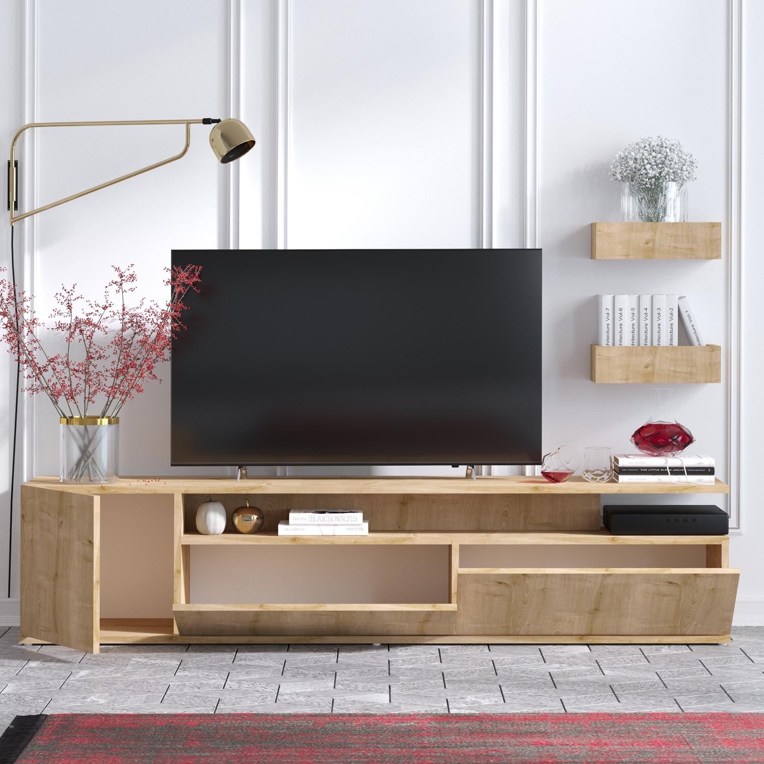 Alika in Eiche präsentiert im Onlineshop von KAQTU Design AG. TV-Möbel ist von Hanah Home