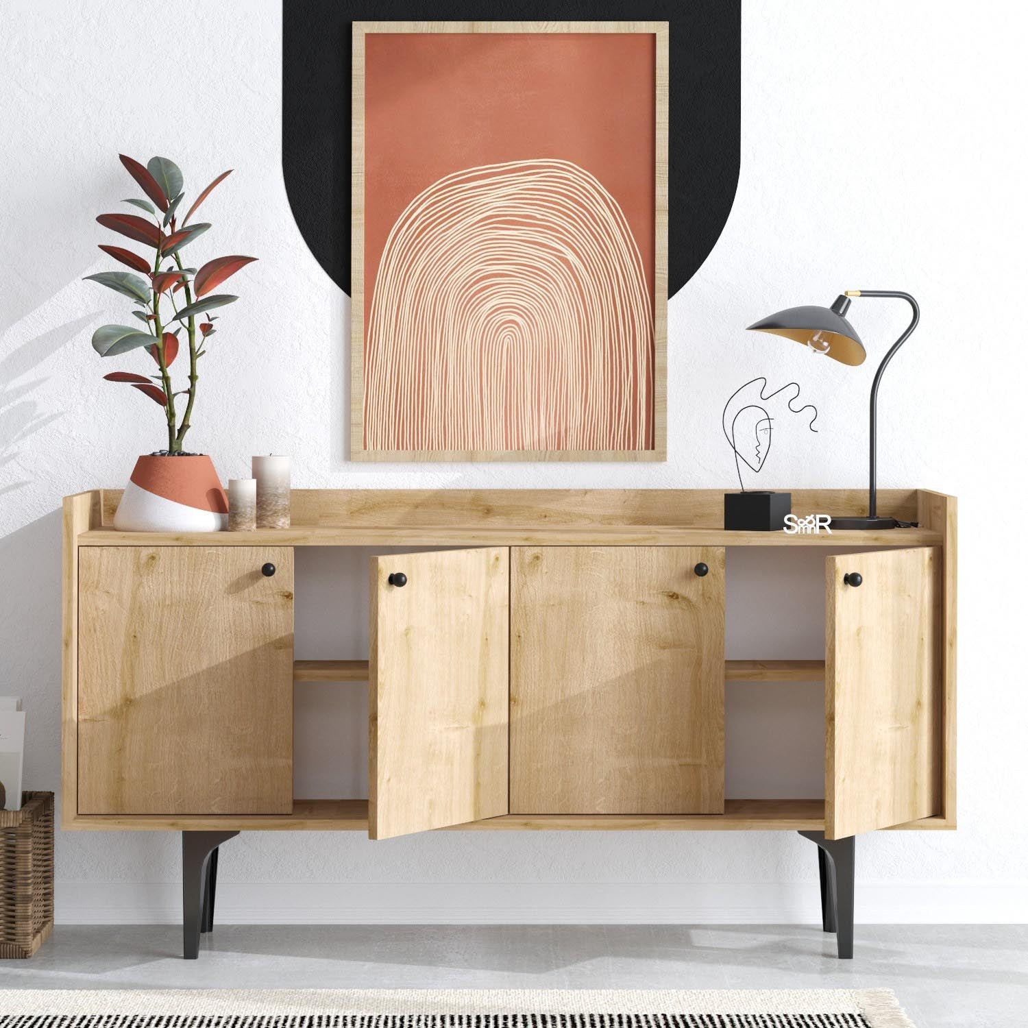Navi in Saphir- Eiche präsentiert im Onlineshop von KAQTU Design AG. High-Sideboard ist von Hanah Home