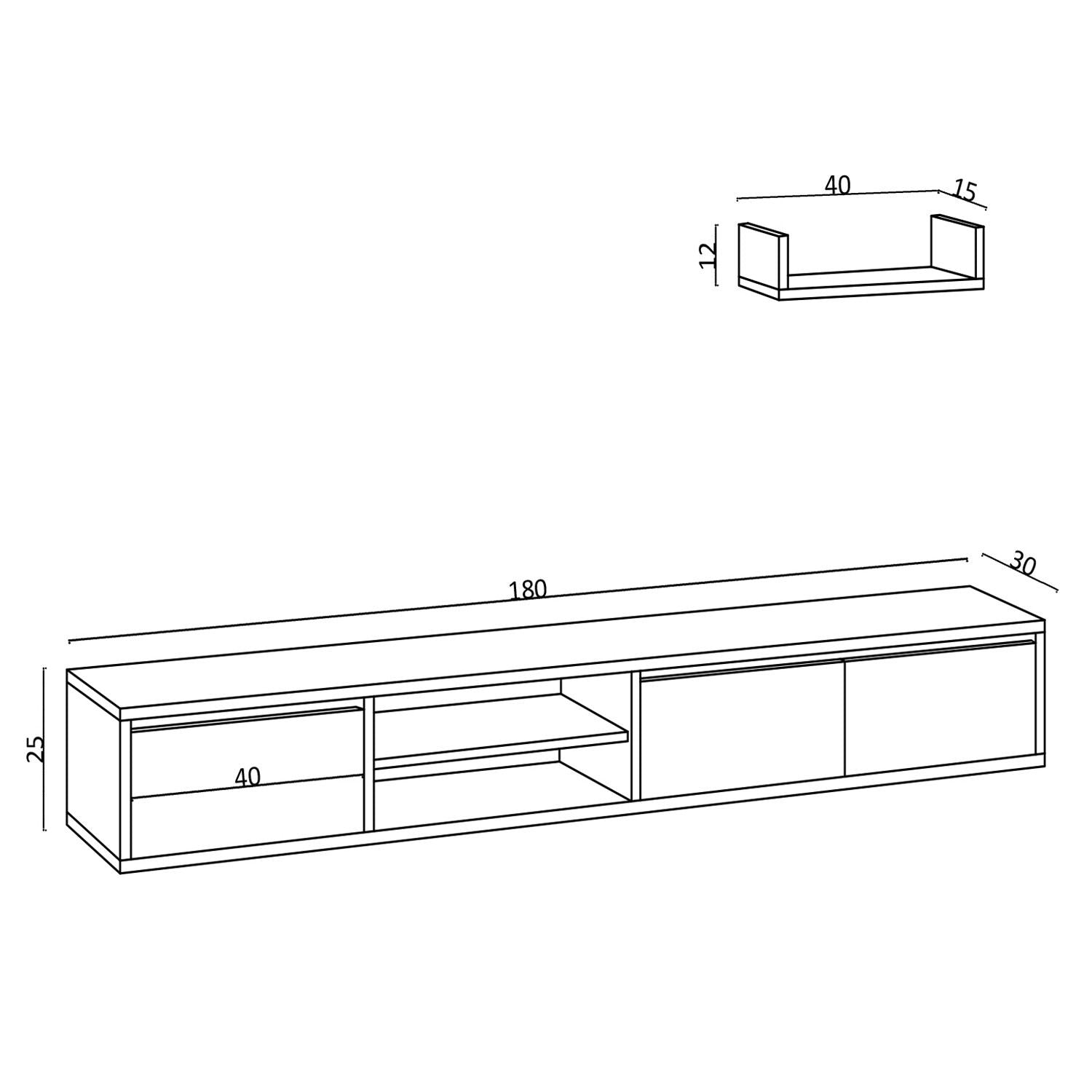 Heka in Saphir- Eiche präsentiert im Onlineshop von KAQTU Design AG. TV-Möbel ist von Hanah Home