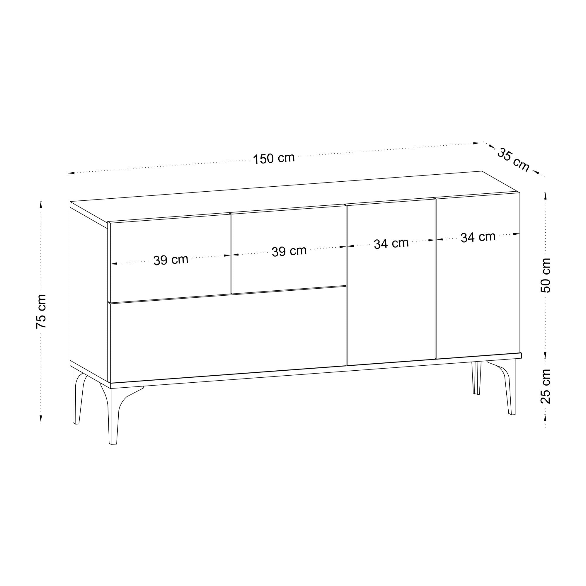Tress - Dec0025 in Eiche Schwarz präsentiert im Onlineshop von KAQTU Design AG. High-Sideboard ist von Hanah Home