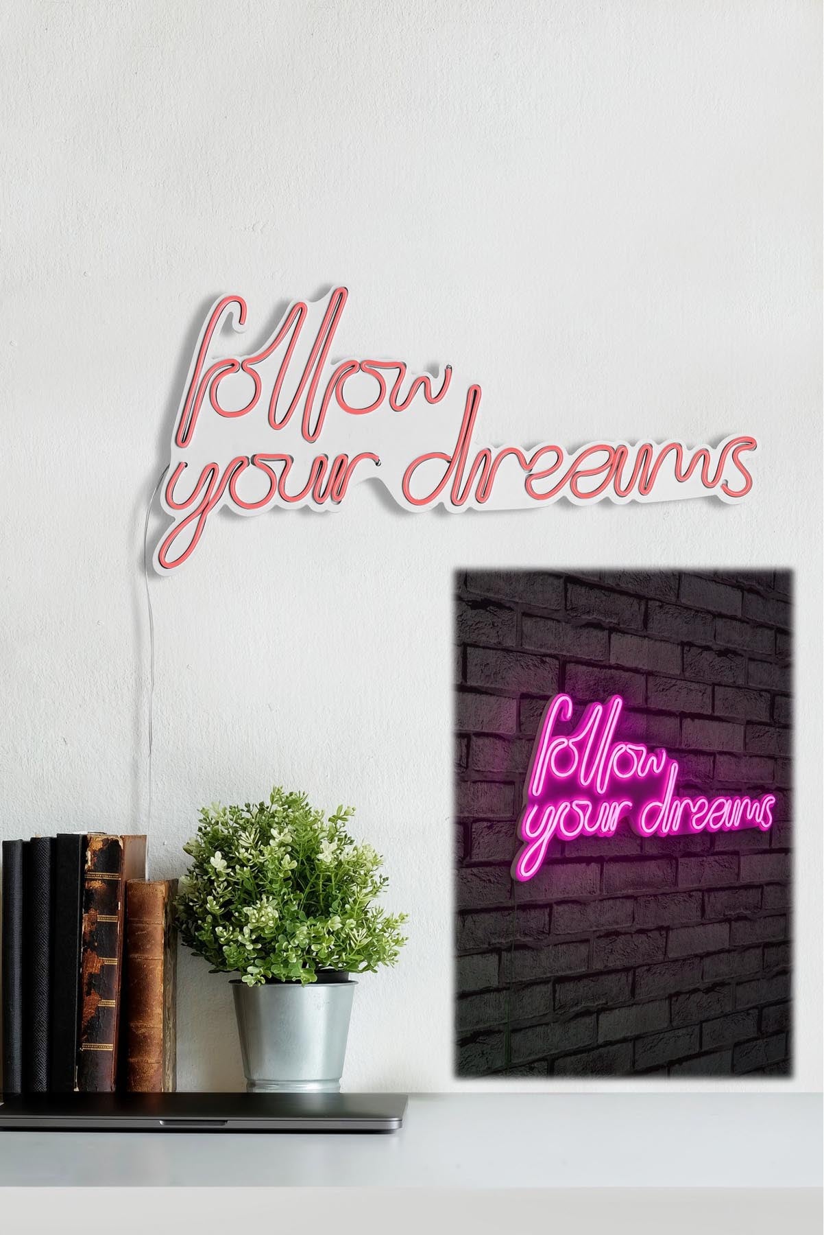 Follow Your Dreams - Pink in Rosa präsentiert im Onlineshop von KAQTU Design AG. Wandleuchte ist von Wallity