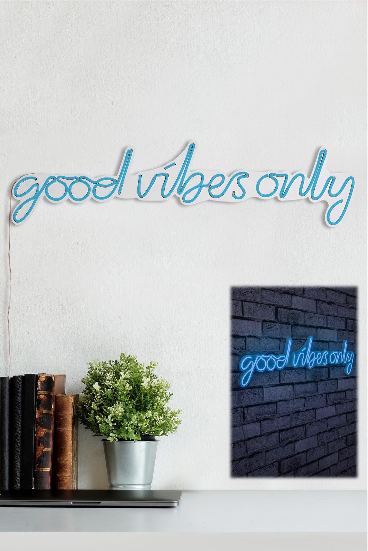 Good Vibes Only Wandleuchte - Blau in Blau präsentiert im Onlineshop von KAQTU Design AG. Wandleuchte ist von Wallity