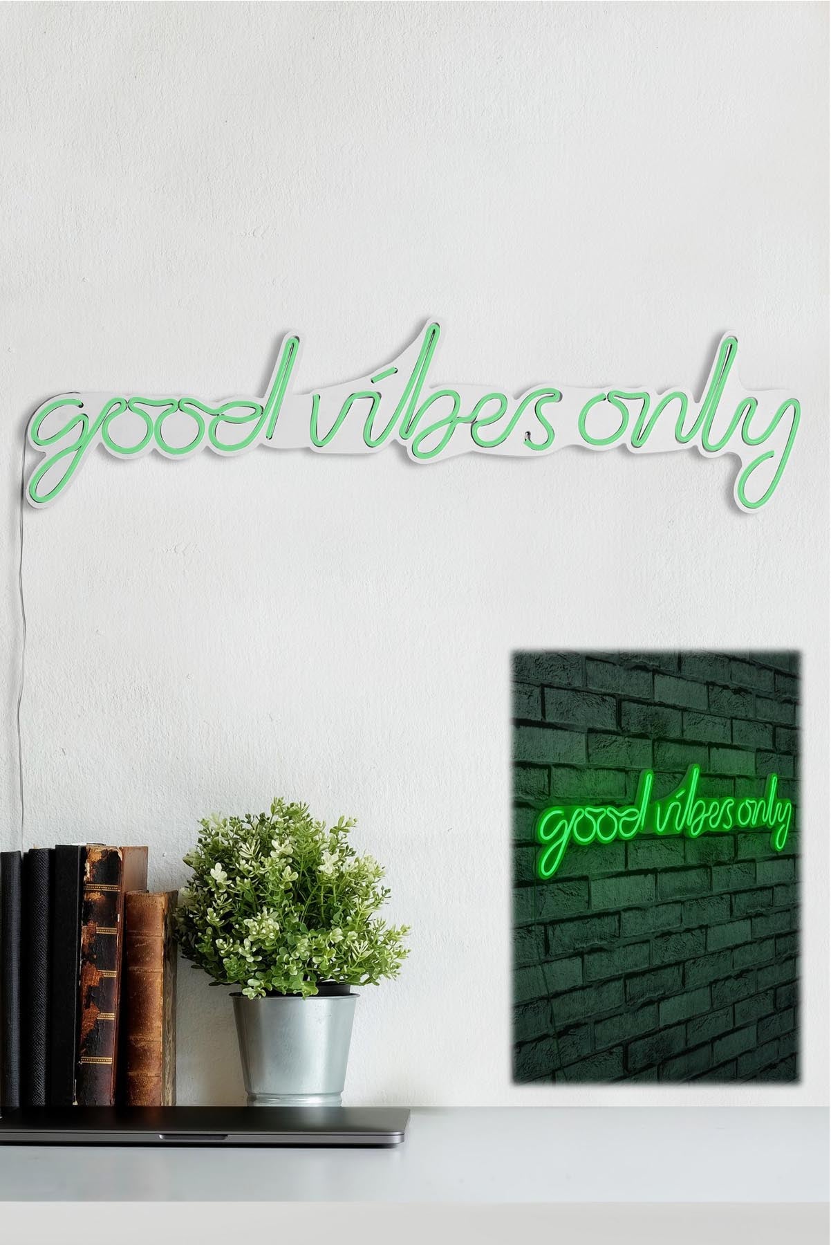 Good Vibes Only - Green in Grün präsentiert im Onlineshop von KAQTU Design AG. Wandleuchte ist von Wallity