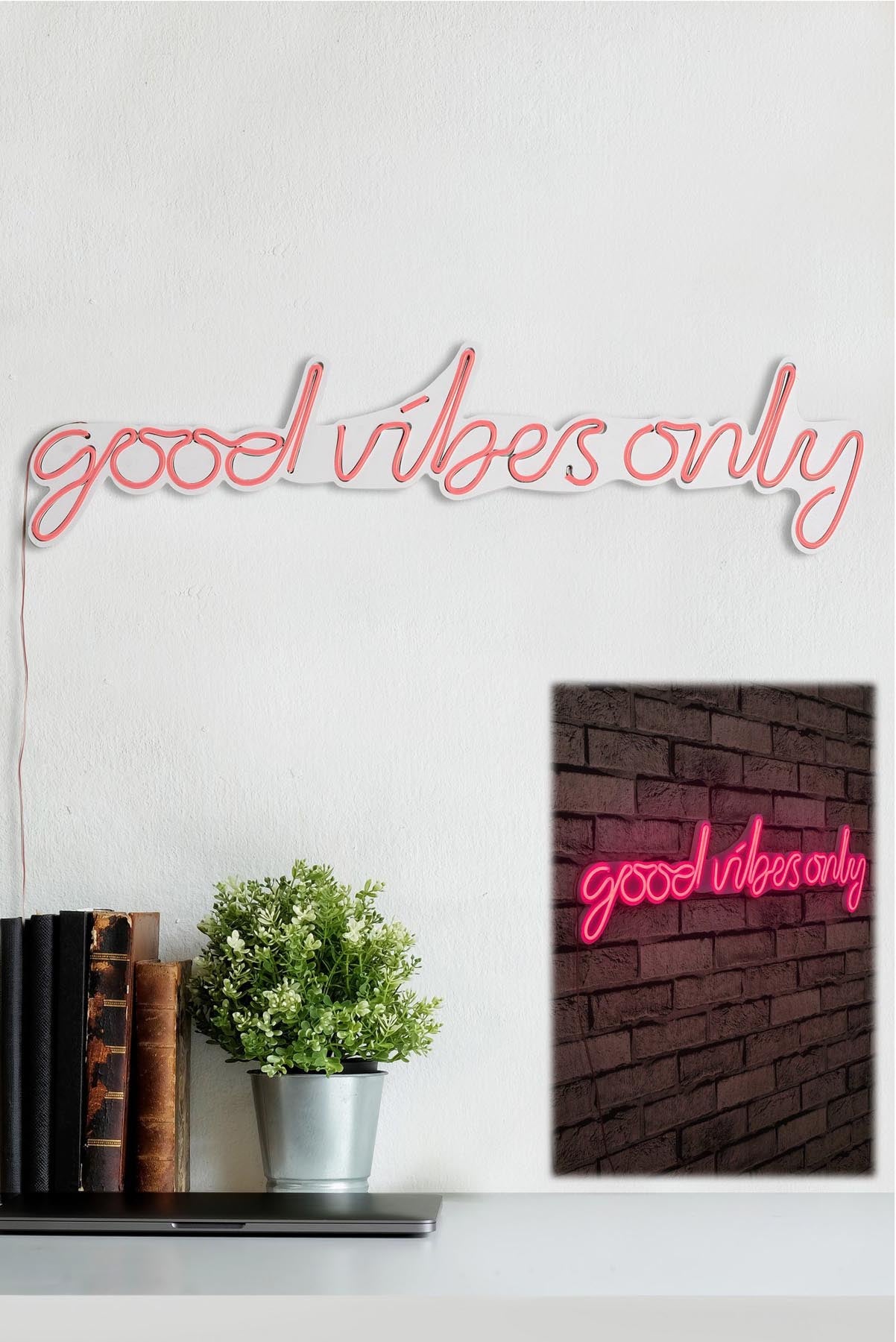 Good Vibes Only - Pink in Rosa präsentiert im Onlineshop von KAQTU Design AG. Wandleuchte ist von Wallity