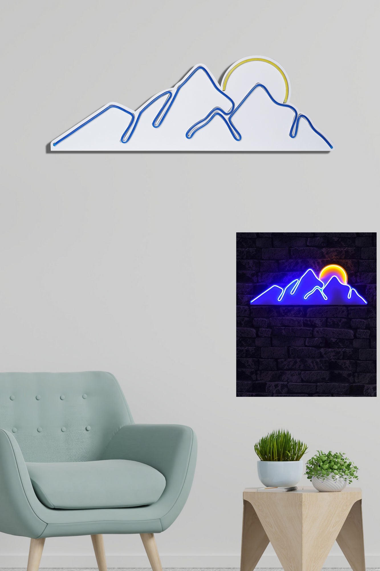 Mountain - Blue - Yellow in Blau
 Gelb präsentiert im Onlineshop von KAQTU Design AG. Wandleuchte ist von Wallity