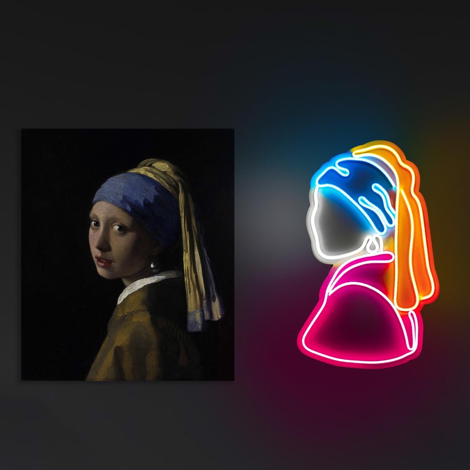 Girl With A Pearl Earring Pinky - Multicolor in Mehrfarbig präsentiert im Onlineshop von KAQTU Design AG. Wandleuchte ist von Wallity