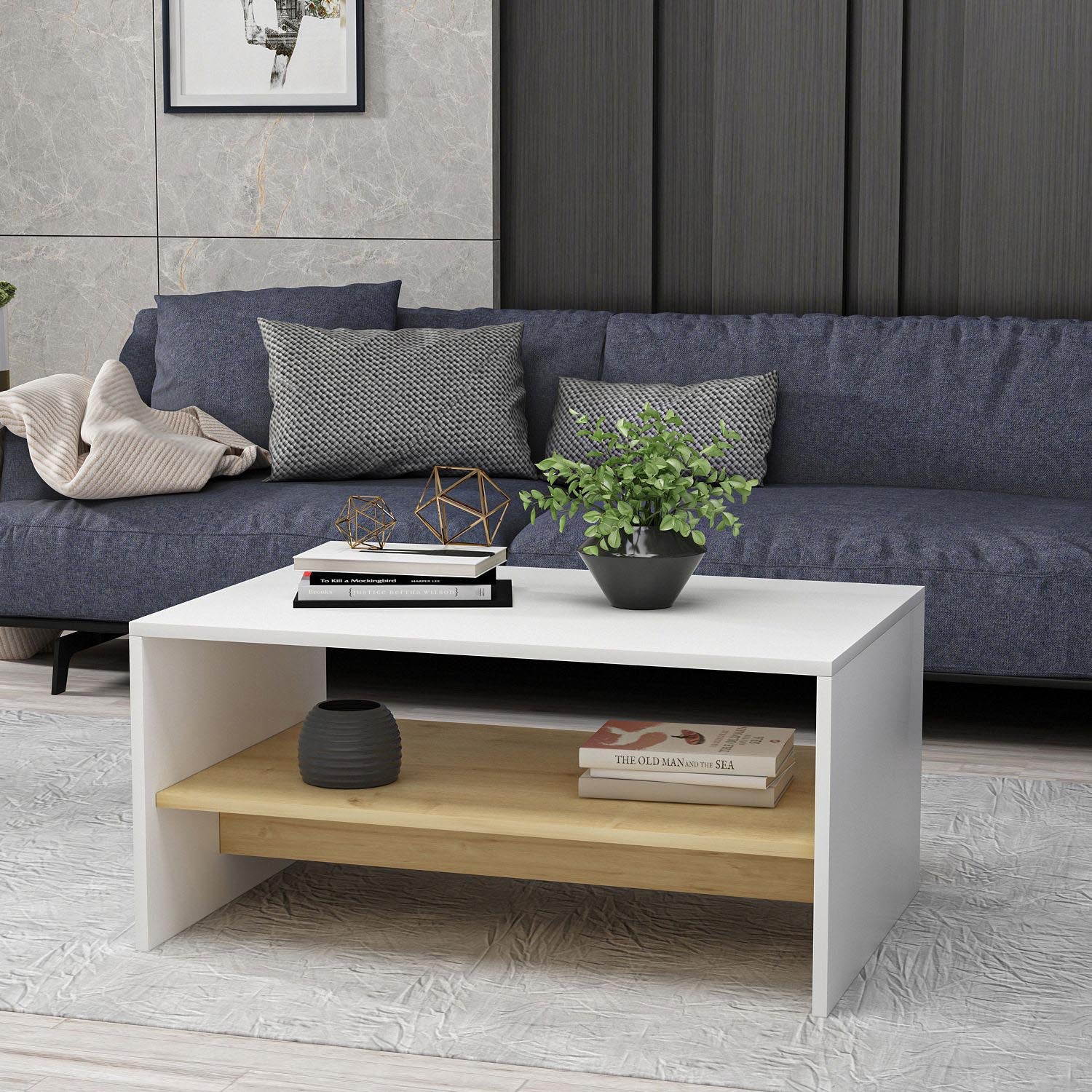 Apollon - White, Sapphire Oak in Weisser Saphir- Eiche präsentiert im Onlineshop von KAQTU Design AG. Beistelltisch ist von Hanah Home