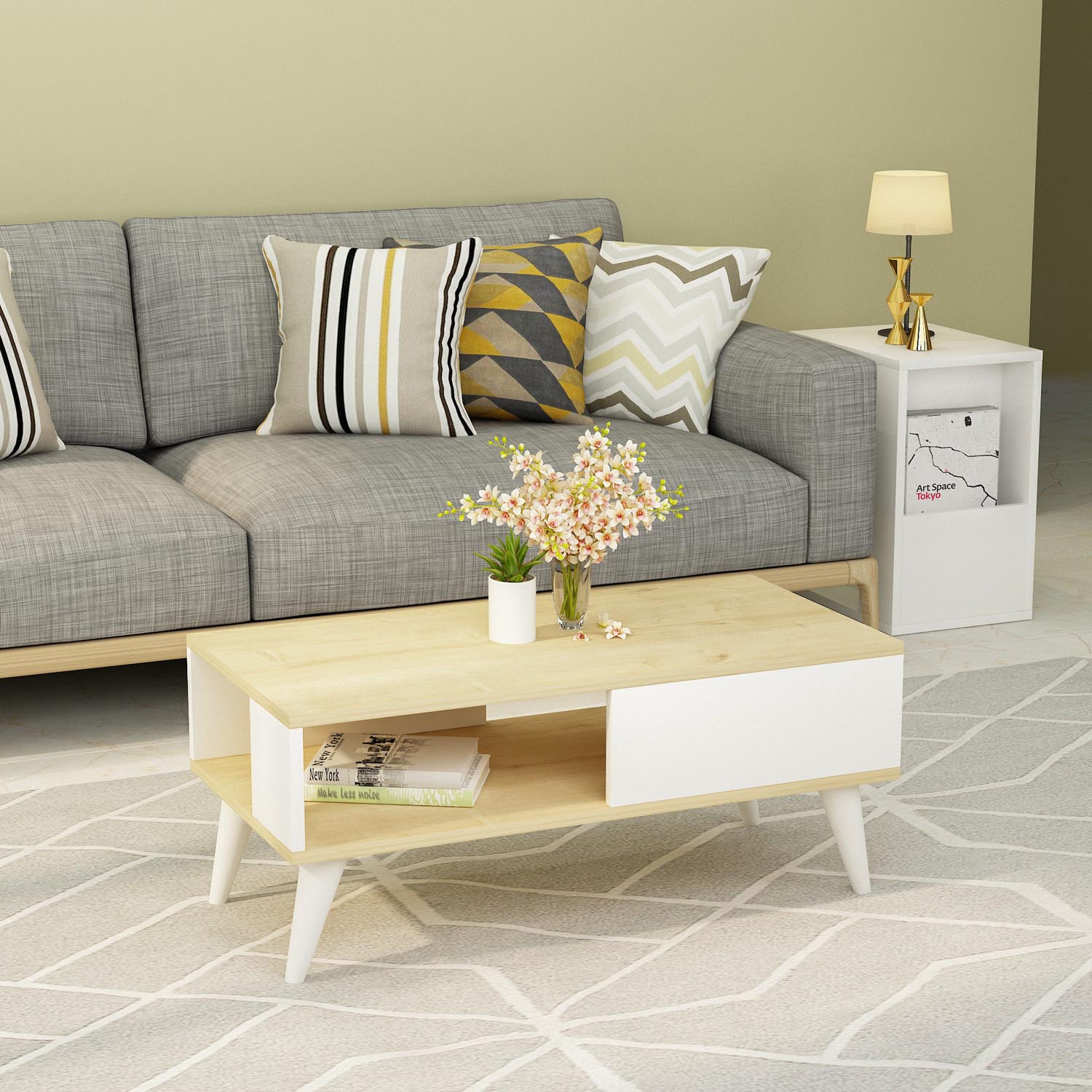 Seul - Sapphire, White in Saphir Weiss präsentiert im Onlineshop von KAQTU Design AG. Beistelltisch ist von Hanah Home