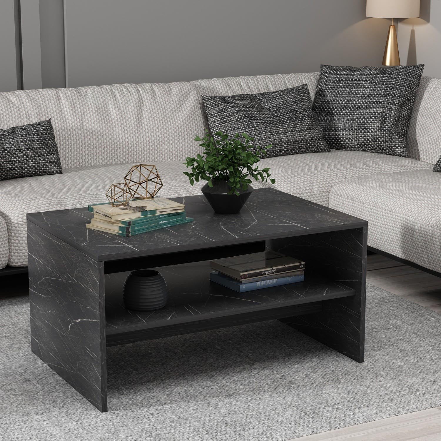Apollon - Black in Schwarzer Marmor präsentiert im Onlineshop von KAQTU Design AG. Beistelltisch ist von Hanah Home