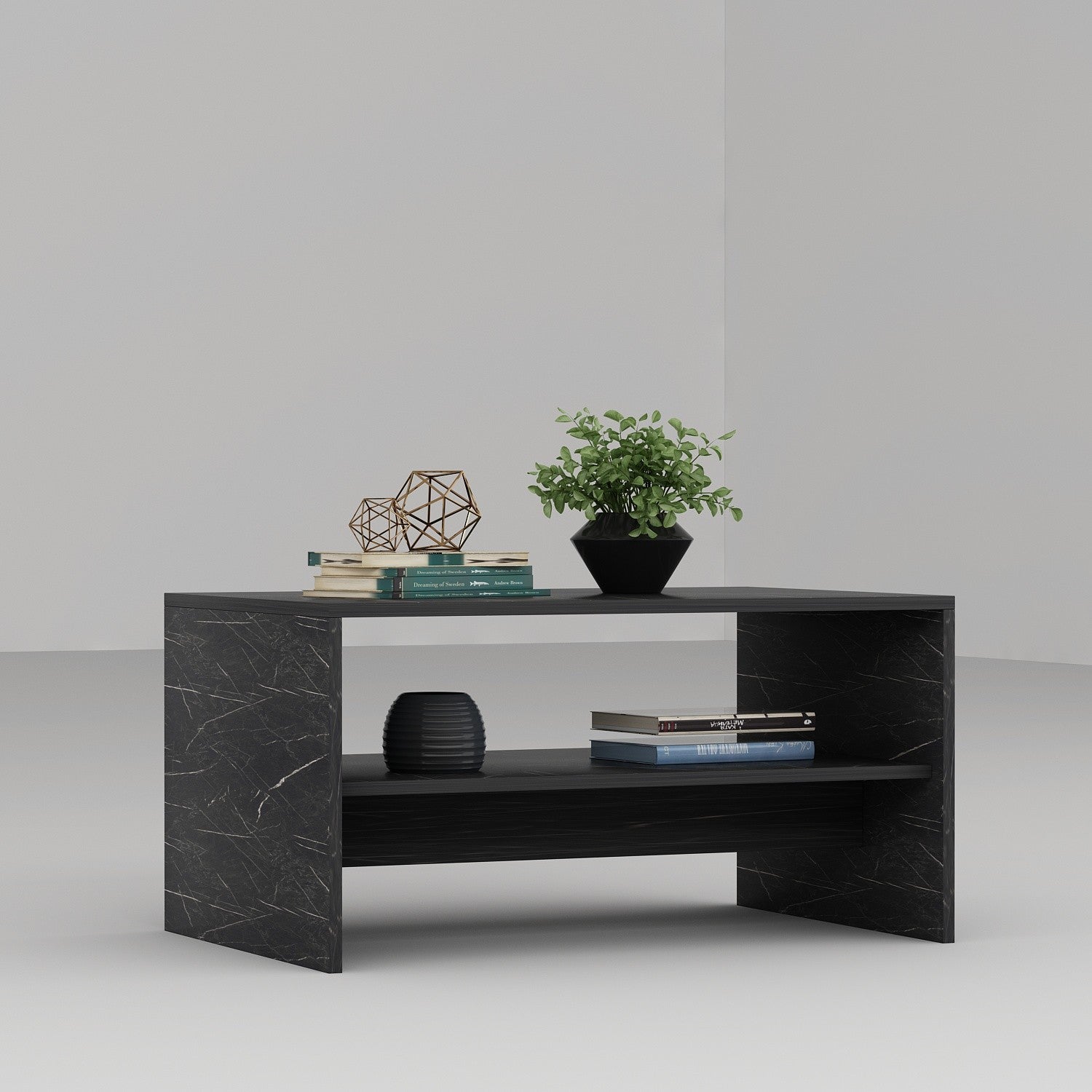 Apollon - Black in Schwarzer Marmor präsentiert im Onlineshop von KAQTU Design AG. Beistelltisch ist von Hanah Home