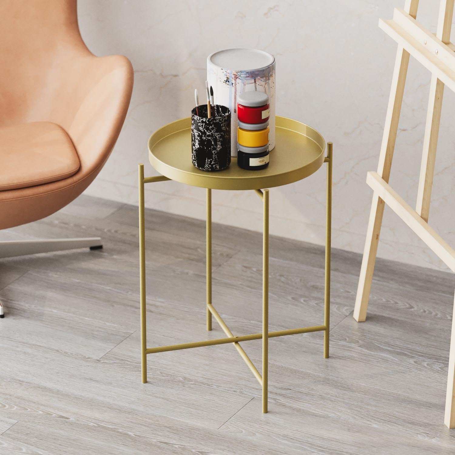 Shb-007-A in Gold präsentiert im Onlineshop von KAQTU Design AG. Beistelltisch ist von Hanah Home