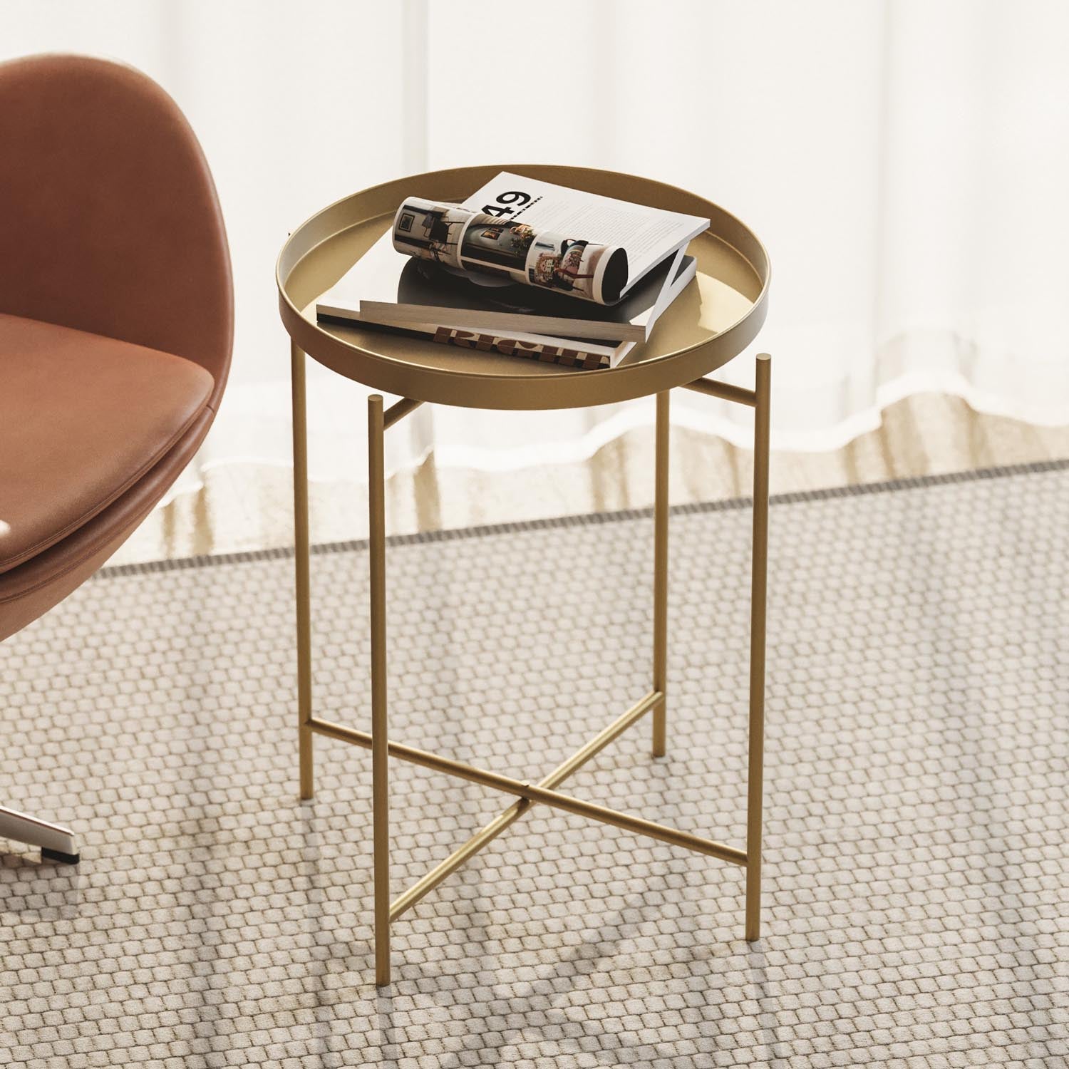 Shb-007-A in Gold präsentiert im Onlineshop von KAQTU Design AG. Beistelltisch ist von Hanah Home