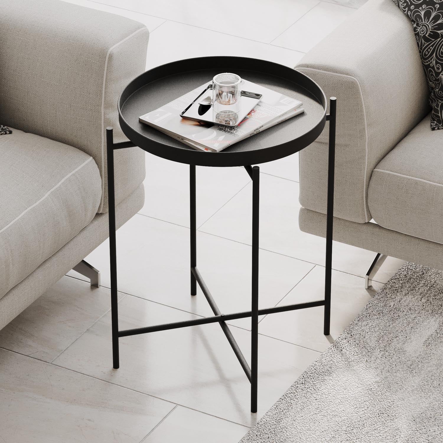 Shb-007 in Schwarz präsentiert im Onlineshop von KAQTU Design AG. Beistelltisch ist von Hanah Home