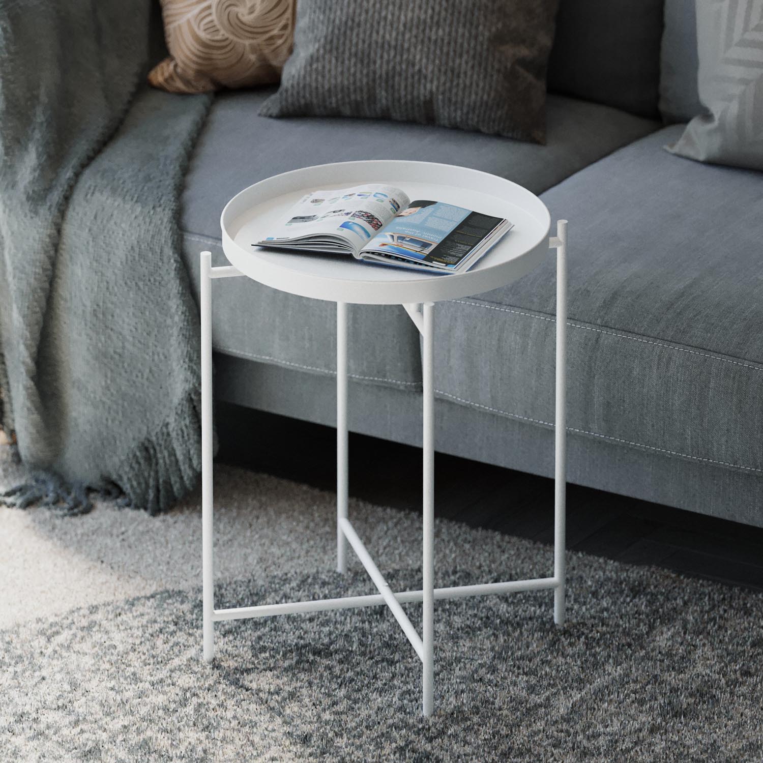 Shb-007-B in Weiss präsentiert im Onlineshop von KAQTU Design AG. Beistelltisch ist von Hanah Home