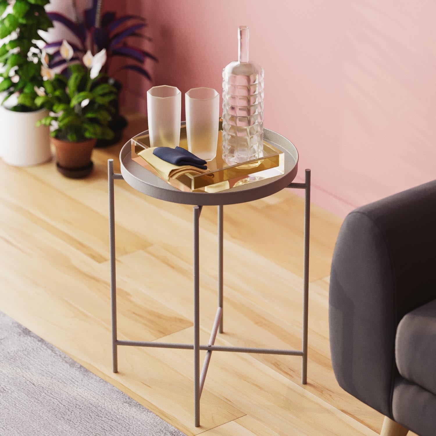 Shb-007-C in Grau präsentiert im Onlineshop von KAQTU Design AG. Beistelltisch ist von Hanah Home
