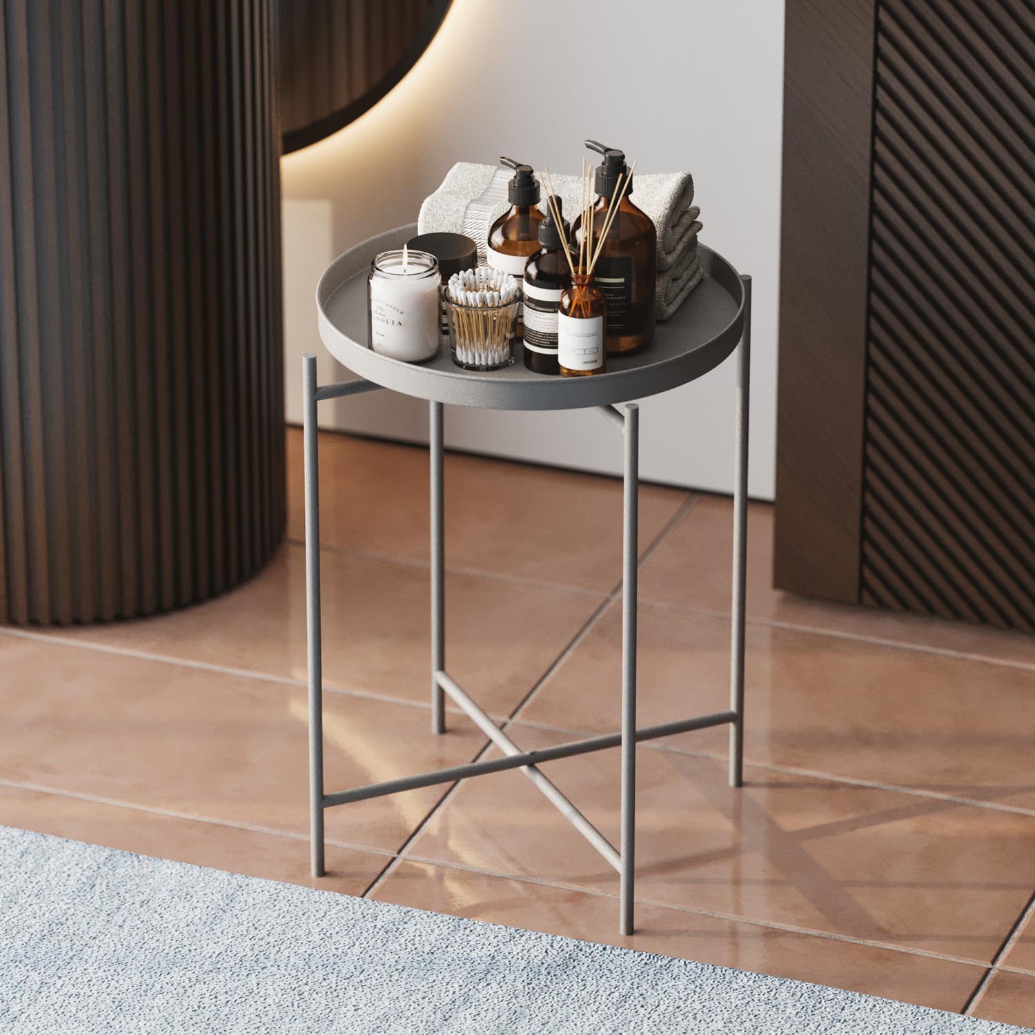 Shb-007-C in Grau präsentiert im Onlineshop von KAQTU Design AG. Beistelltisch ist von Hanah Home