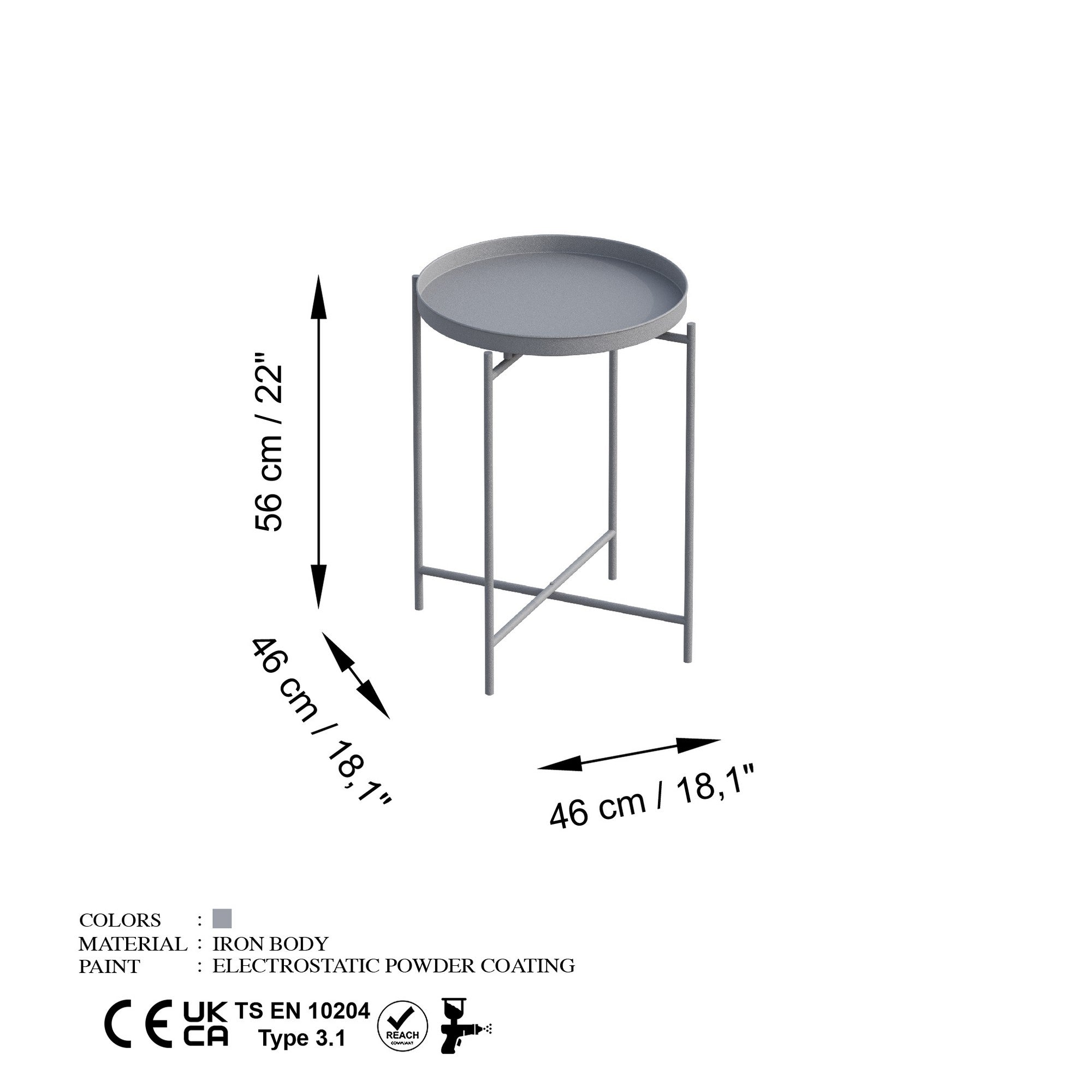 Shb-007-C in Grau präsentiert im Onlineshop von KAQTU Design AG. Beistelltisch ist von Hanah Home