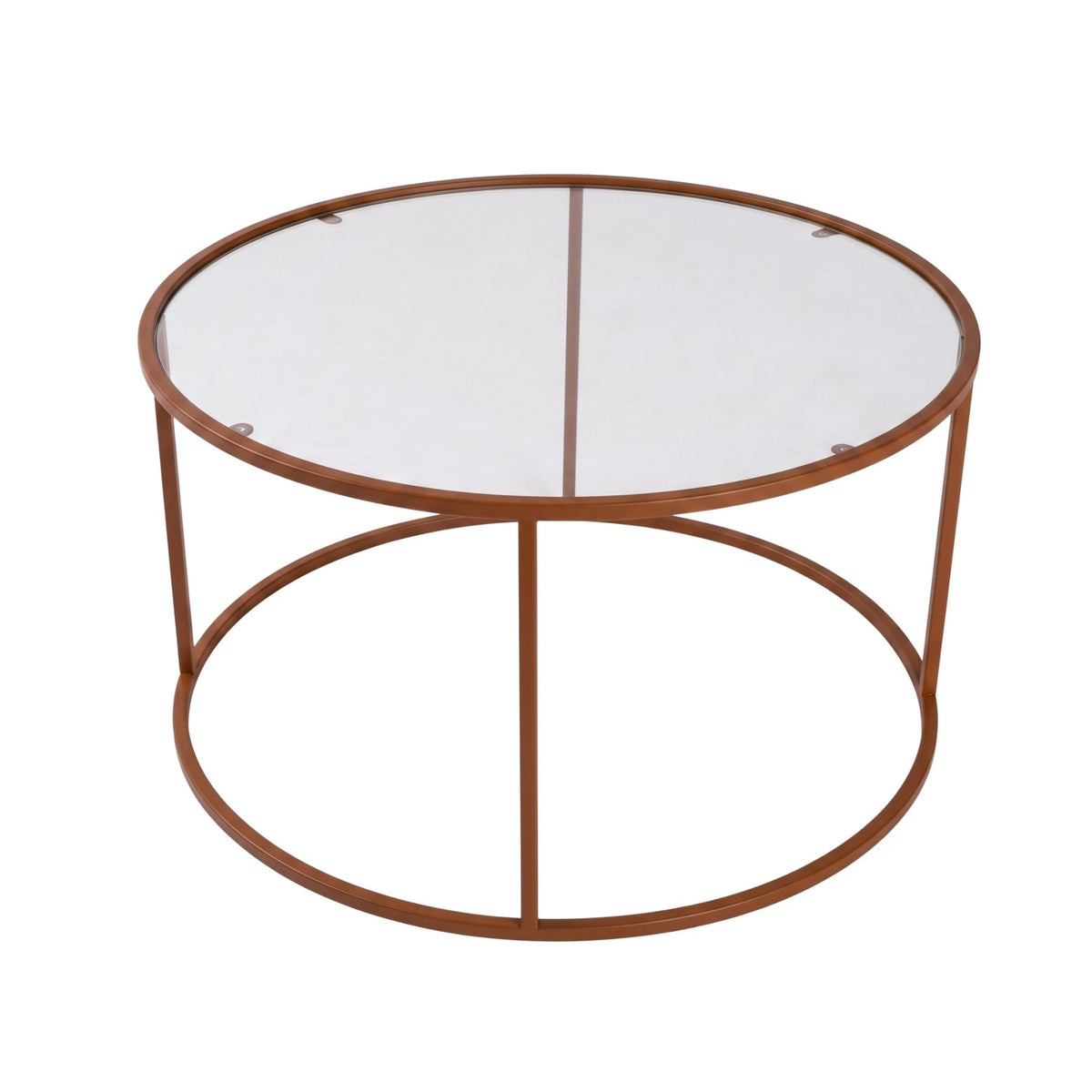 Quadratischer Couchtisch aus orangefarbenem gehärtetem Glas (4 mm) mit schlankem Metallgestell (1,5 mm), Grösse 80x80x43 cm.