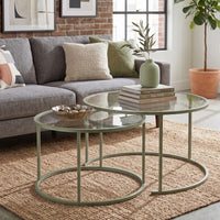 Set tavolino 2 pezzi vetro 80 + 60 cm - Menta