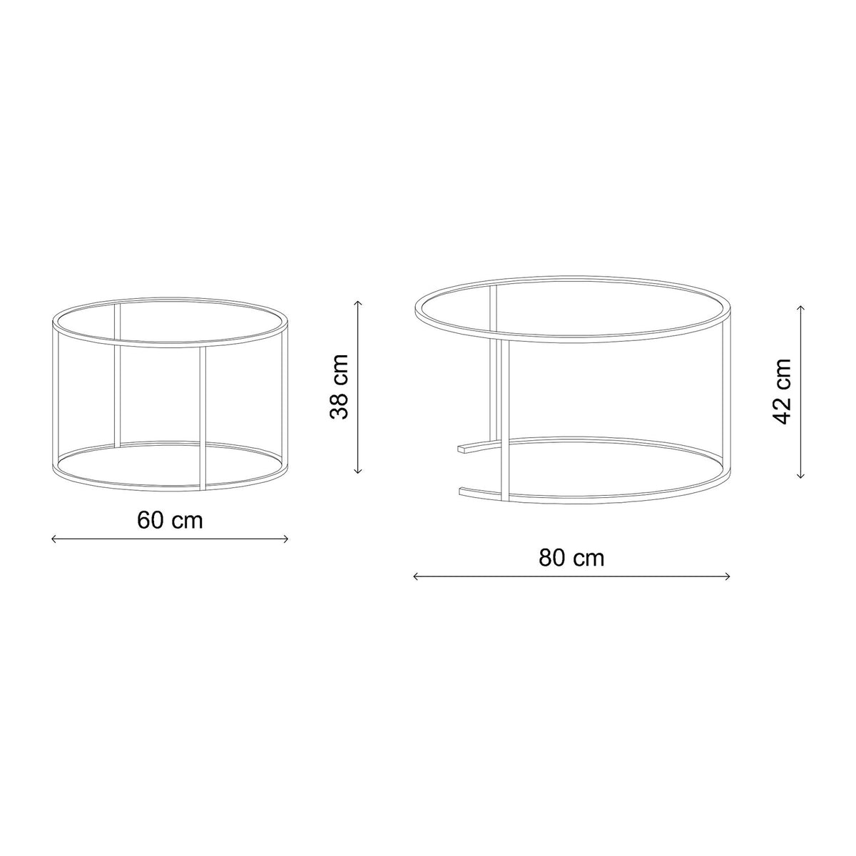 Zwei quadratische Couchtische in Mint aus gehärtetem Glas mit schlankem Metallgestell, unterschiedliche Grössen, nebeneinander im Wohnbereich.