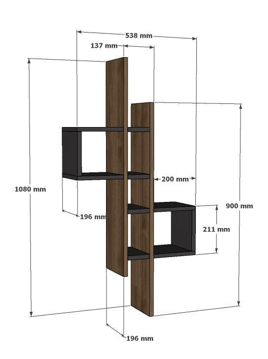 Emse - Oak, Anthracite in Eiche
 Anthrazit präsentiert im Onlineshop von KAQTU Design AG. Wandregal ist von Hanah Home