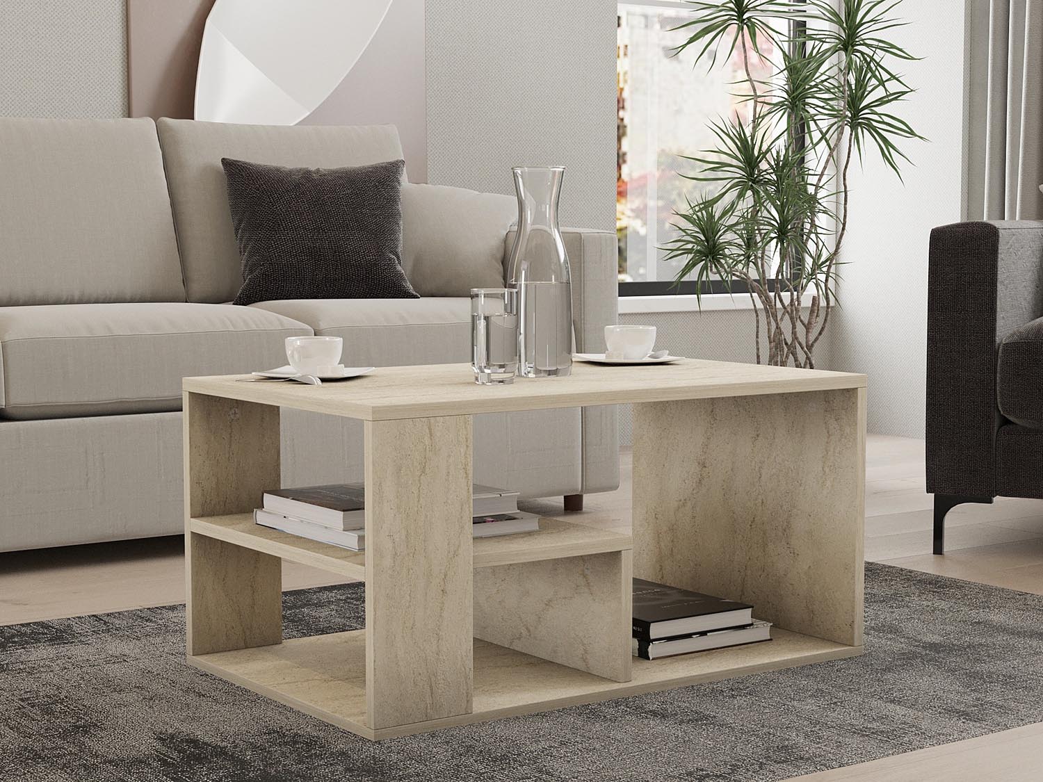 Eros - Travertine in Travertin präsentiert im Onlineshop von KAQTU Design AG. Beistelltisch ist von Hanah Home