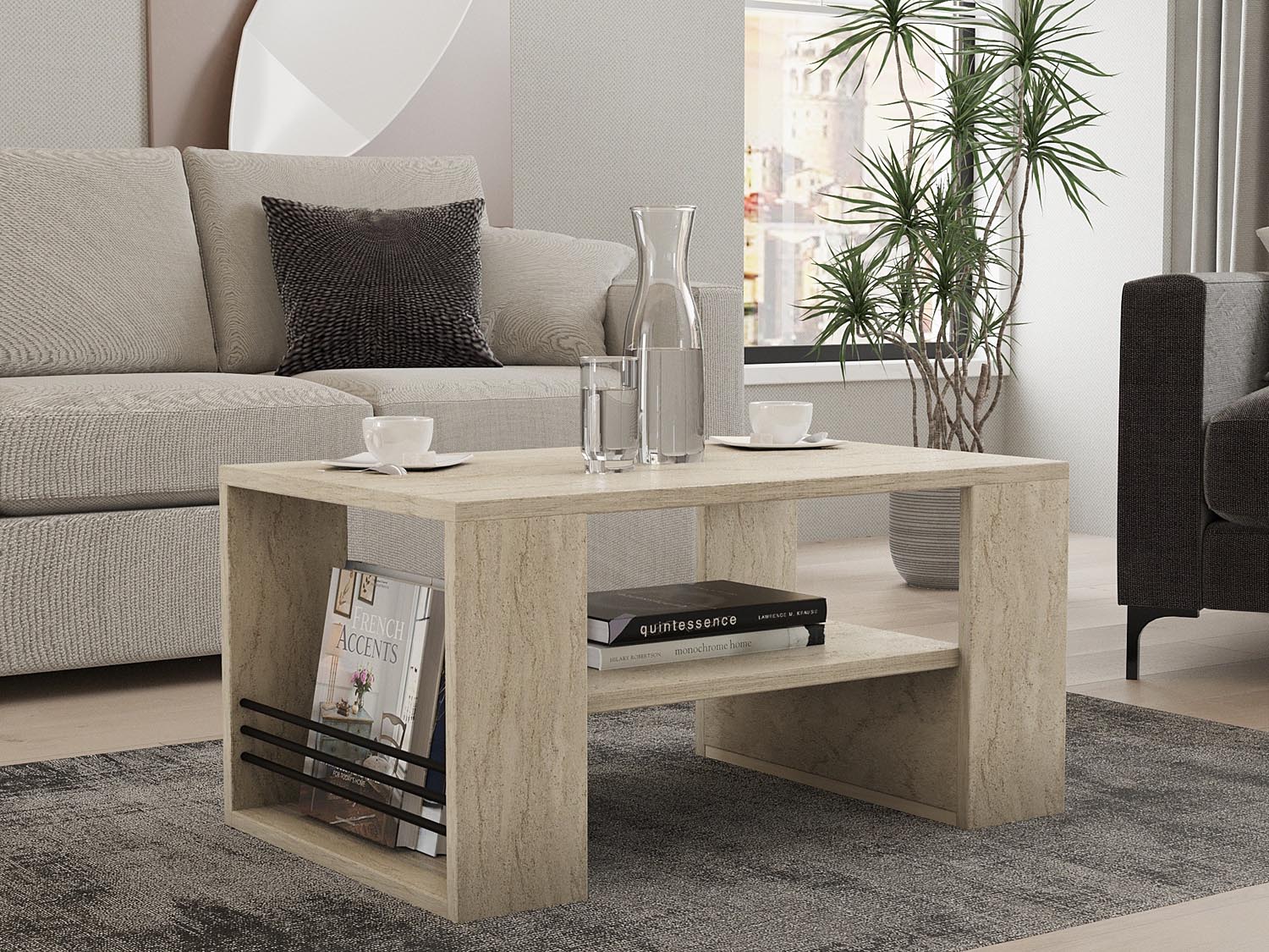 Iris - Travertine in Travertin präsentiert im Onlineshop von KAQTU Design AG. Beistelltisch ist von Hanah Home