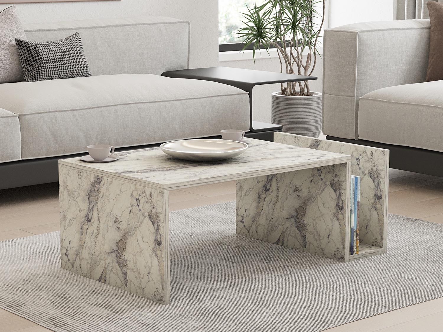 Memo - Freesia Marble in Freesia- Marmor präsentiert im Onlineshop von KAQTU Design AG. Beistelltisch ist von Hanah Home