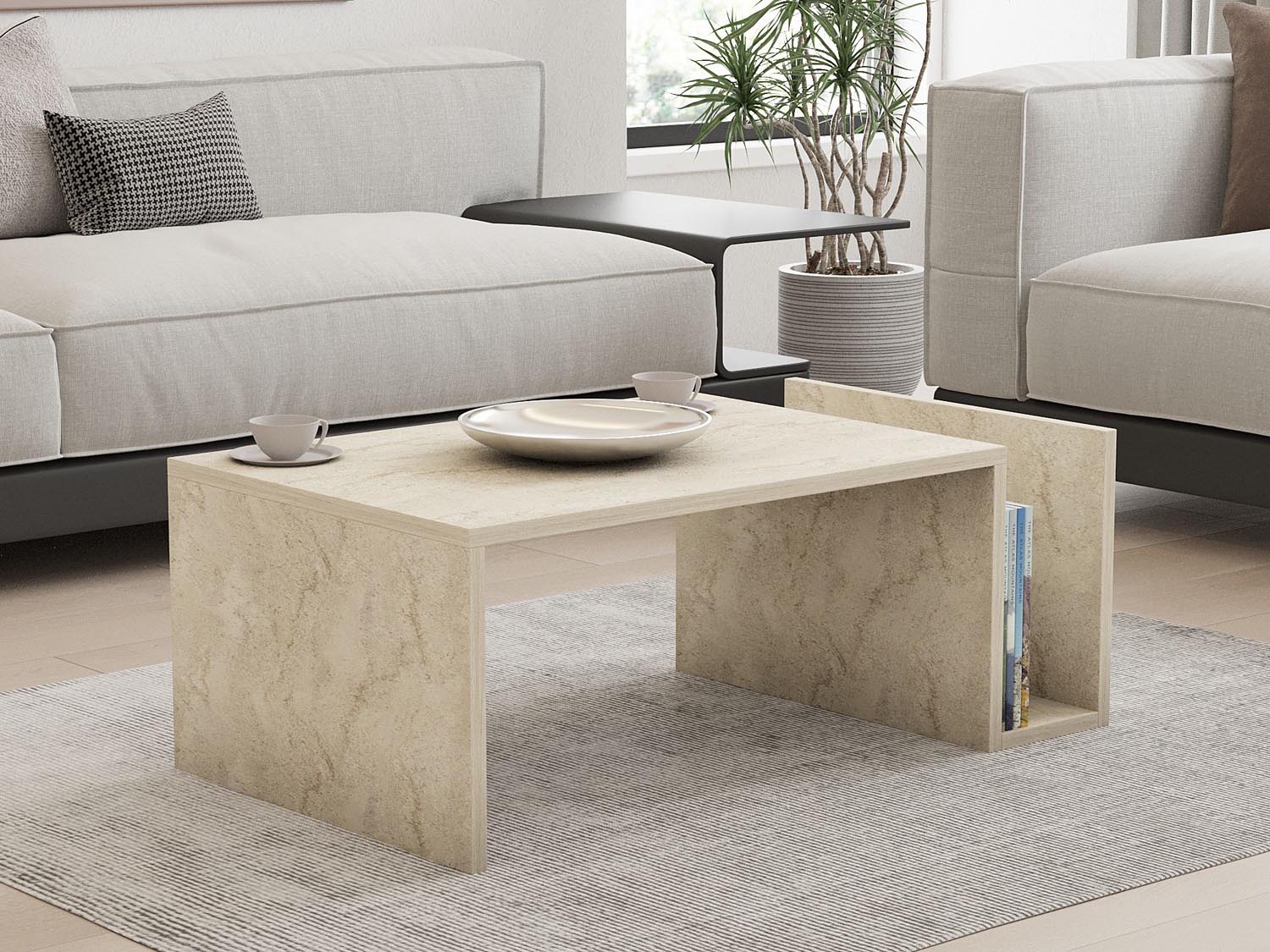 Memo - Travertine in Travertin präsentiert im Onlineshop von KAQTU Design AG. Beistelltisch ist von Hanah Home