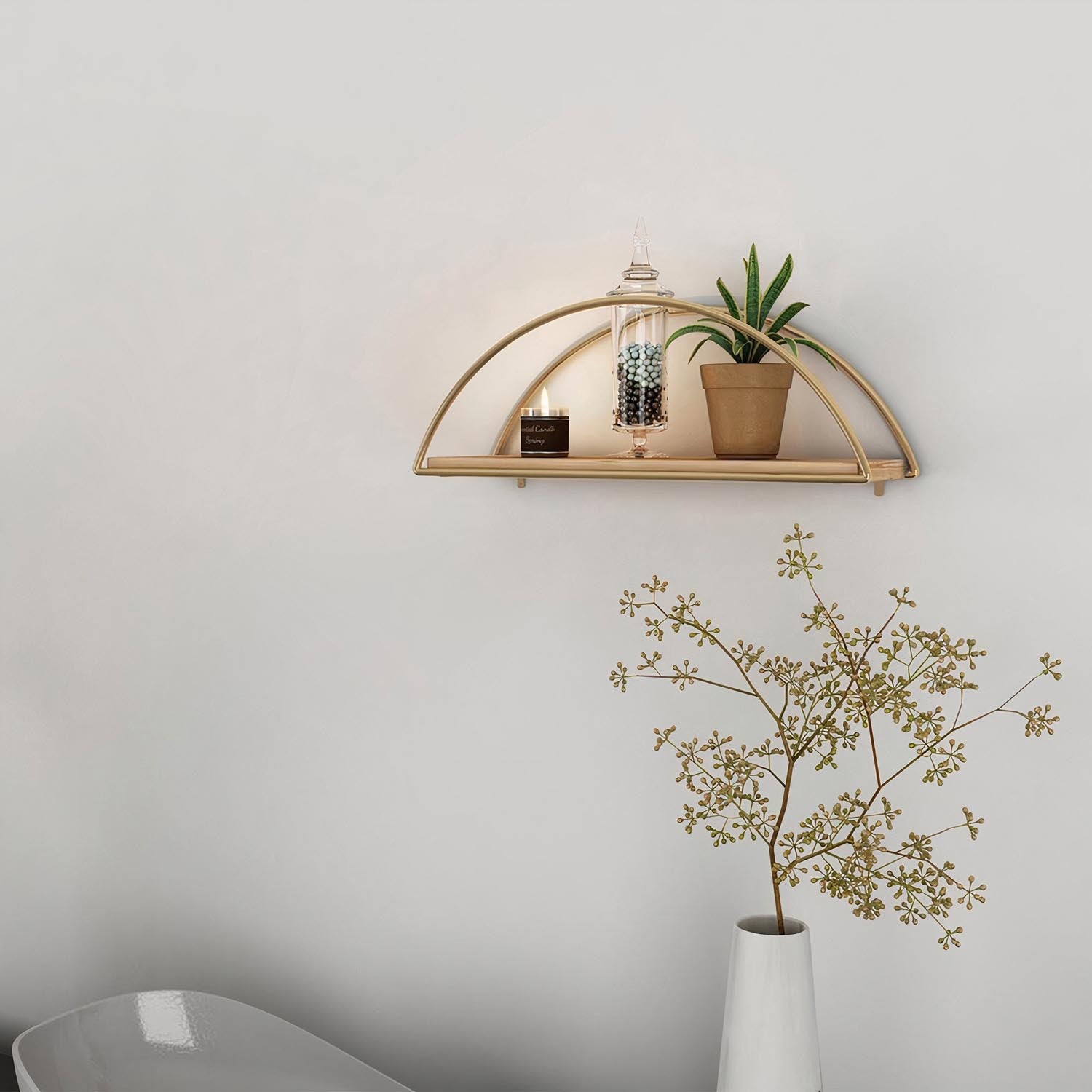 Dekoratif Duvar Rafı 2 in Gold
 Braun präsentiert im Onlineshop von KAQTU Design AG. Wandregal ist von Hanah Home