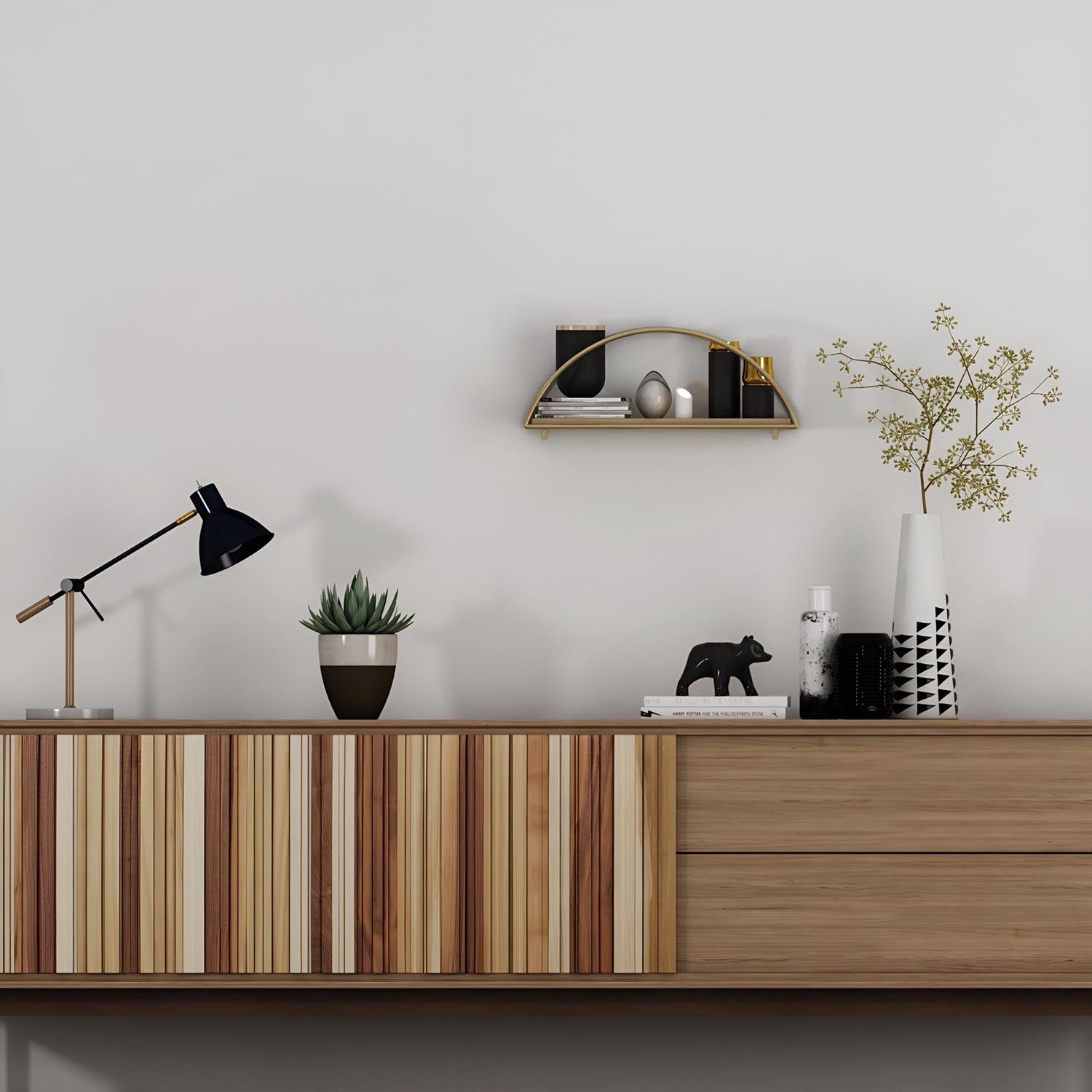 Dekoratif Duvar Rafı 2 in Gold
 Braun präsentiert im Onlineshop von KAQTU Design AG. Wandregal ist von Hanah Home