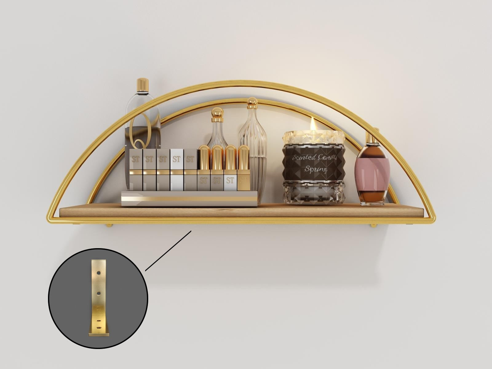 Dekoratif Duvar Rafı 2 in Gold
 Braun präsentiert im Onlineshop von KAQTU Design AG. Wandregal ist von Hanah Home