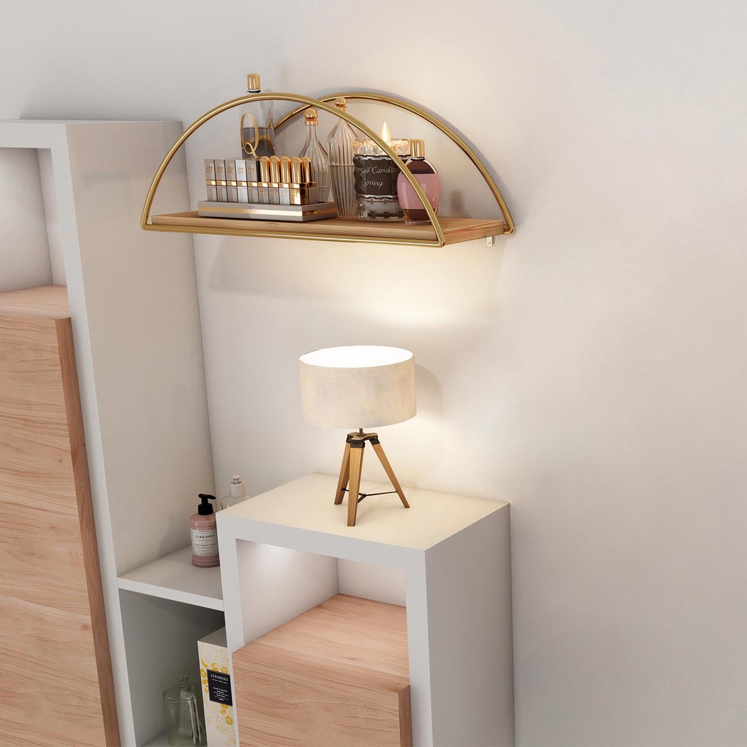 Dekoratif Duvar Rafı 2 in Gold
 Braun präsentiert im Onlineshop von KAQTU Design AG. Wandregal ist von Hanah Home