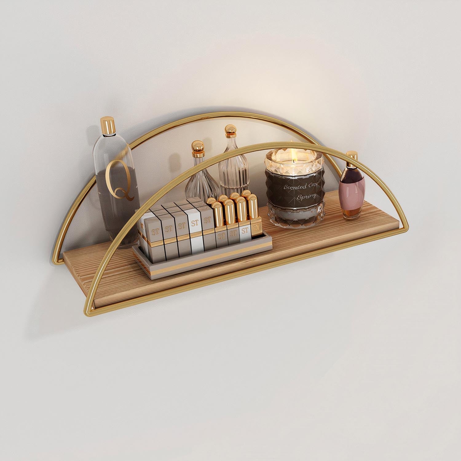 Dekoratif Duvar Rafı 2 in Gold
 Braun präsentiert im Onlineshop von KAQTU Design AG. Wandregal ist von Hanah Home