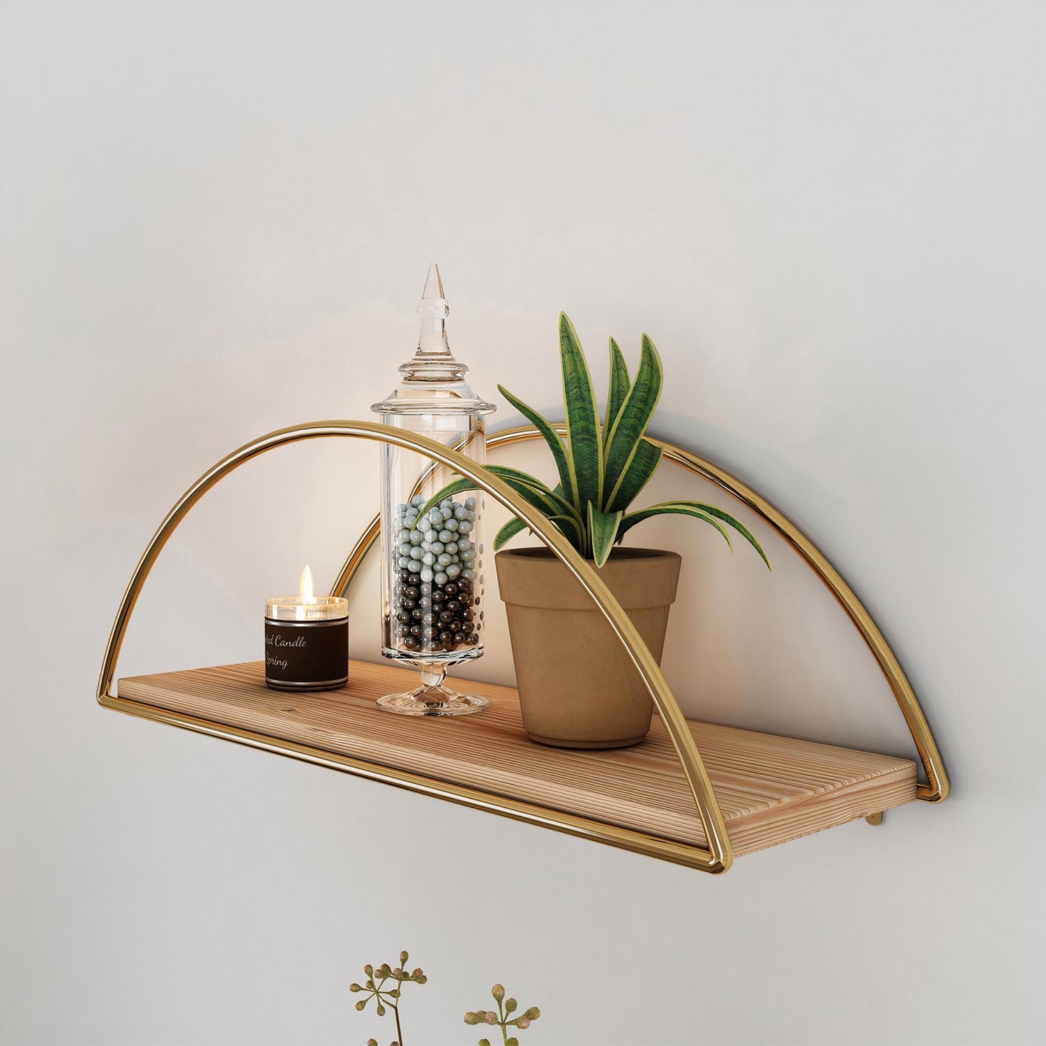 Dekoratif Duvar Rafı 2 in Gold
 Braun präsentiert im Onlineshop von KAQTU Design AG. Wandregal ist von Hanah Home