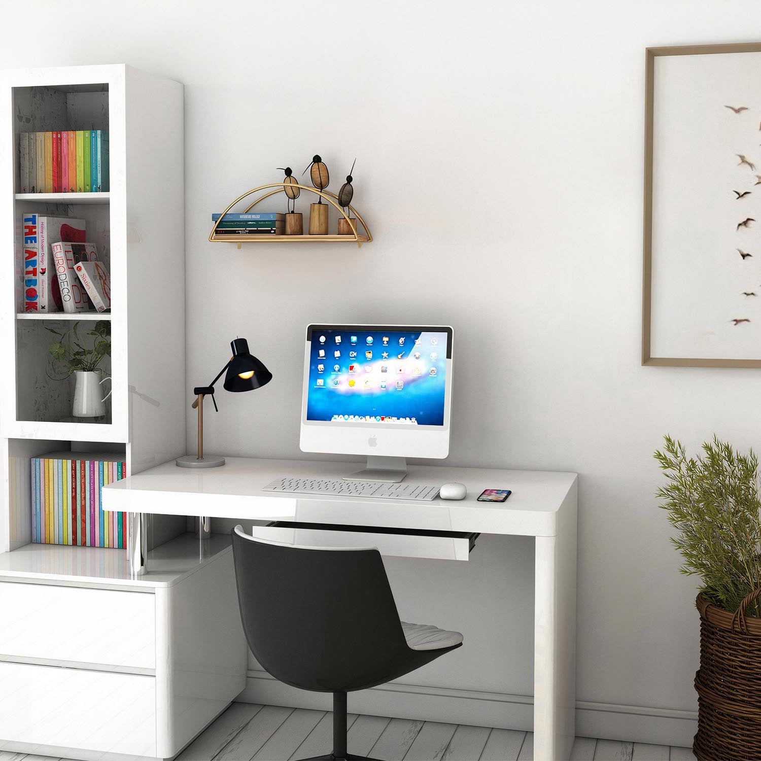 Dekoratif Duvar Rafı 2 in Gold
 Braun präsentiert im Onlineshop von KAQTU Design AG. Wandregal ist von Hanah Home