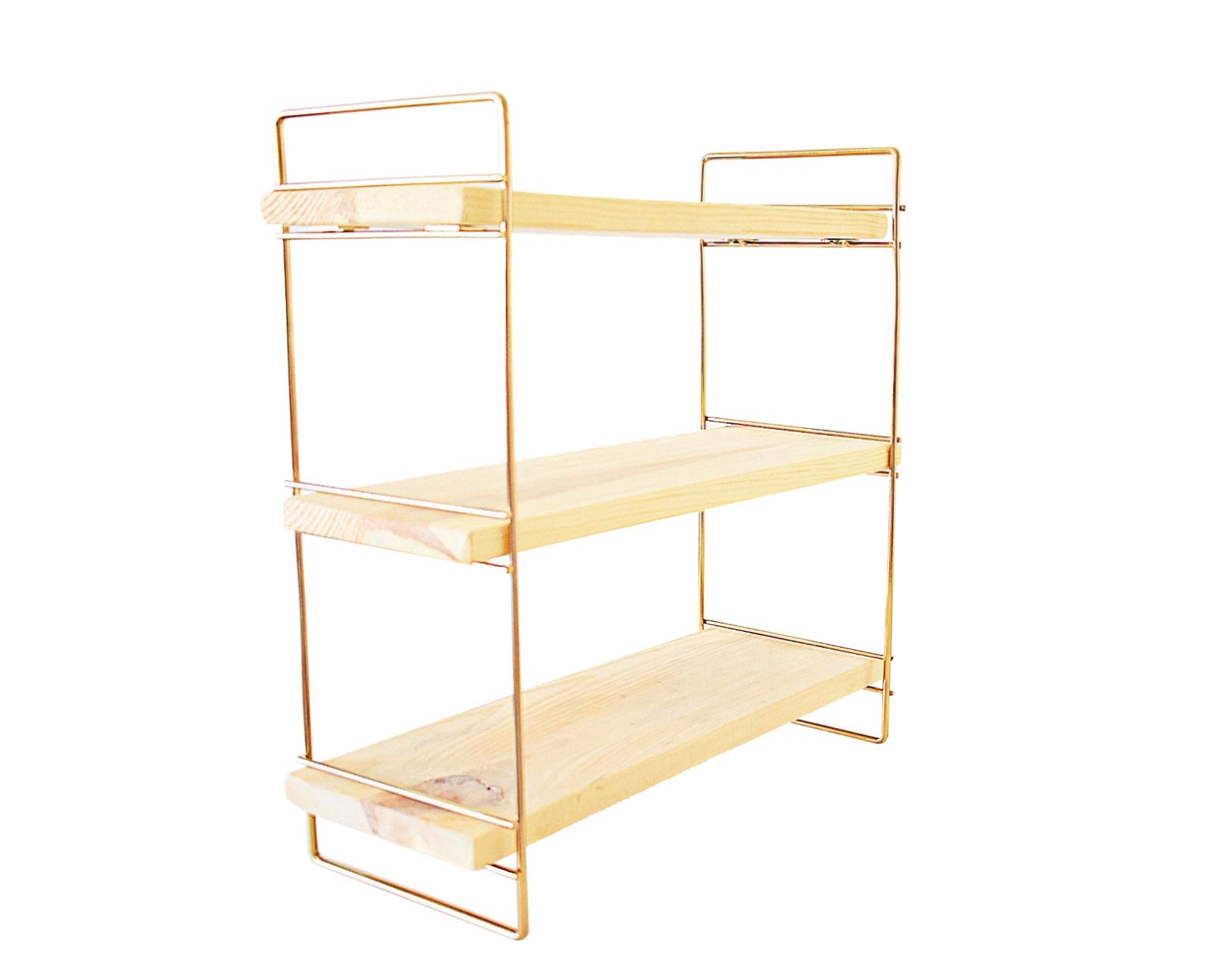 Masa Üstü 3 Katlı Organizer, Servis Rafı in Gold
 Braun präsentiert im Onlineshop von KAQTU Design AG. Wandregal ist von Hanah Home