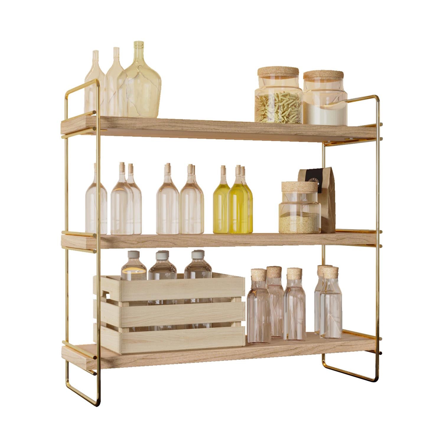 Masa Üstü 3 Katlı Organizer, Servis Rafı in Gold
 Braun präsentiert im Onlineshop von KAQTU Design AG. Wandregal ist von Hanah Home