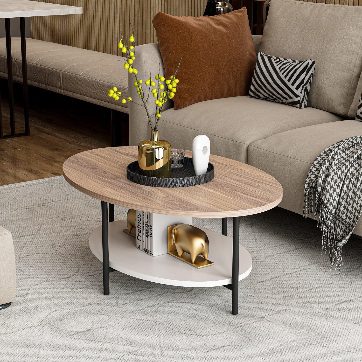 Elis in Eiche Weiss präsentiert im Onlineshop von KAQTU Design AG. Beistelltisch ist von Hanah Home