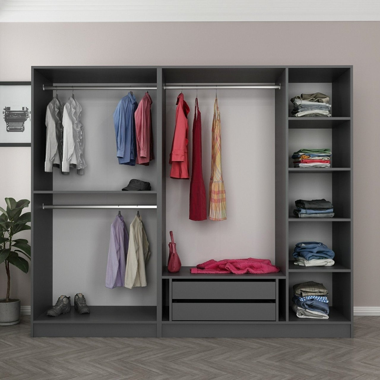 Kale - 6091 in Anthrazit Schwarz präsentiert im Onlineshop von KAQTU Design AG. Garderobe ist von Hanah Home