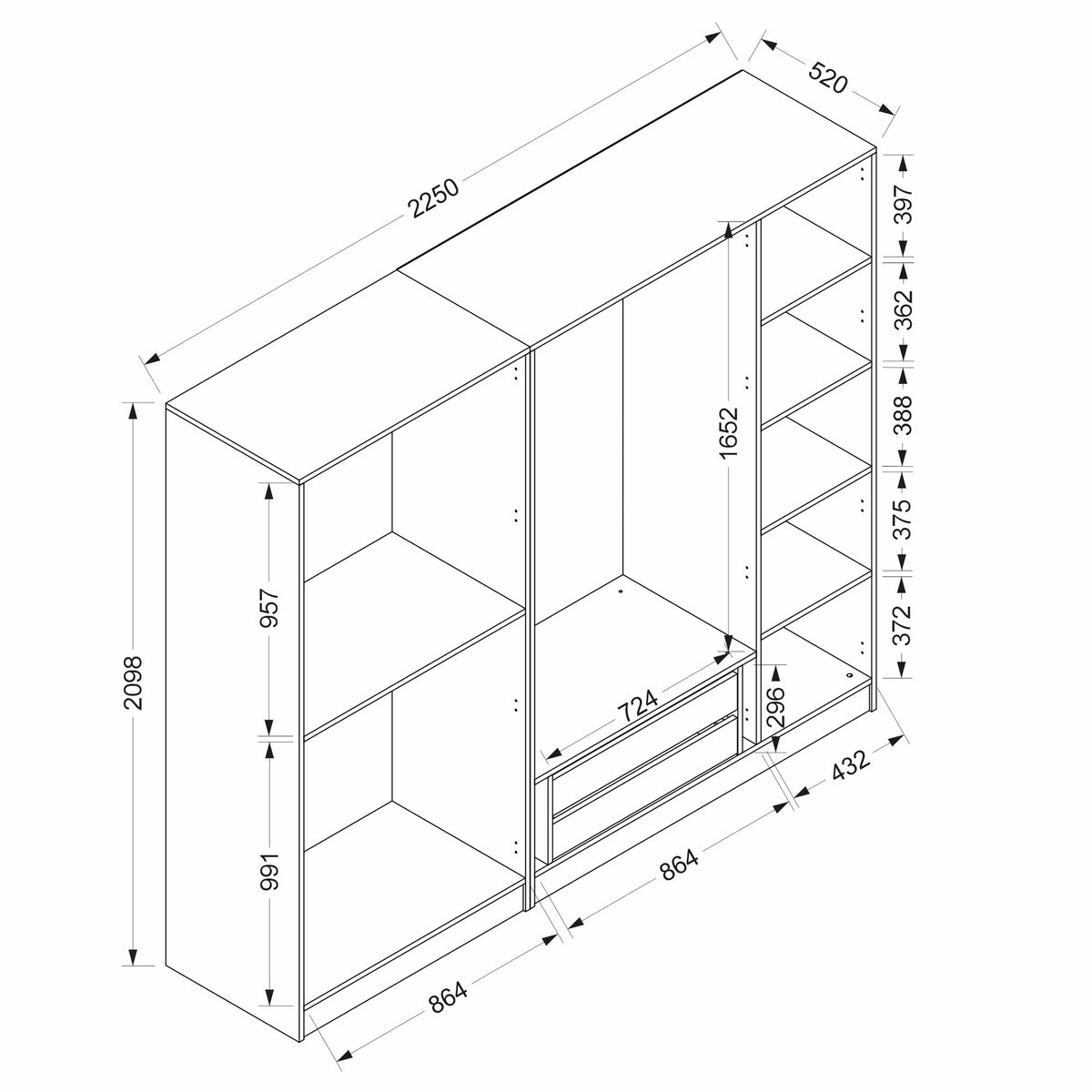 Kale Schrank - Anthrazit Schwarz in Anthrazit Schwarz präsentiert im Onlineshop von KAQTU Design AG. Drehtürenschrank ist von Hanah Home