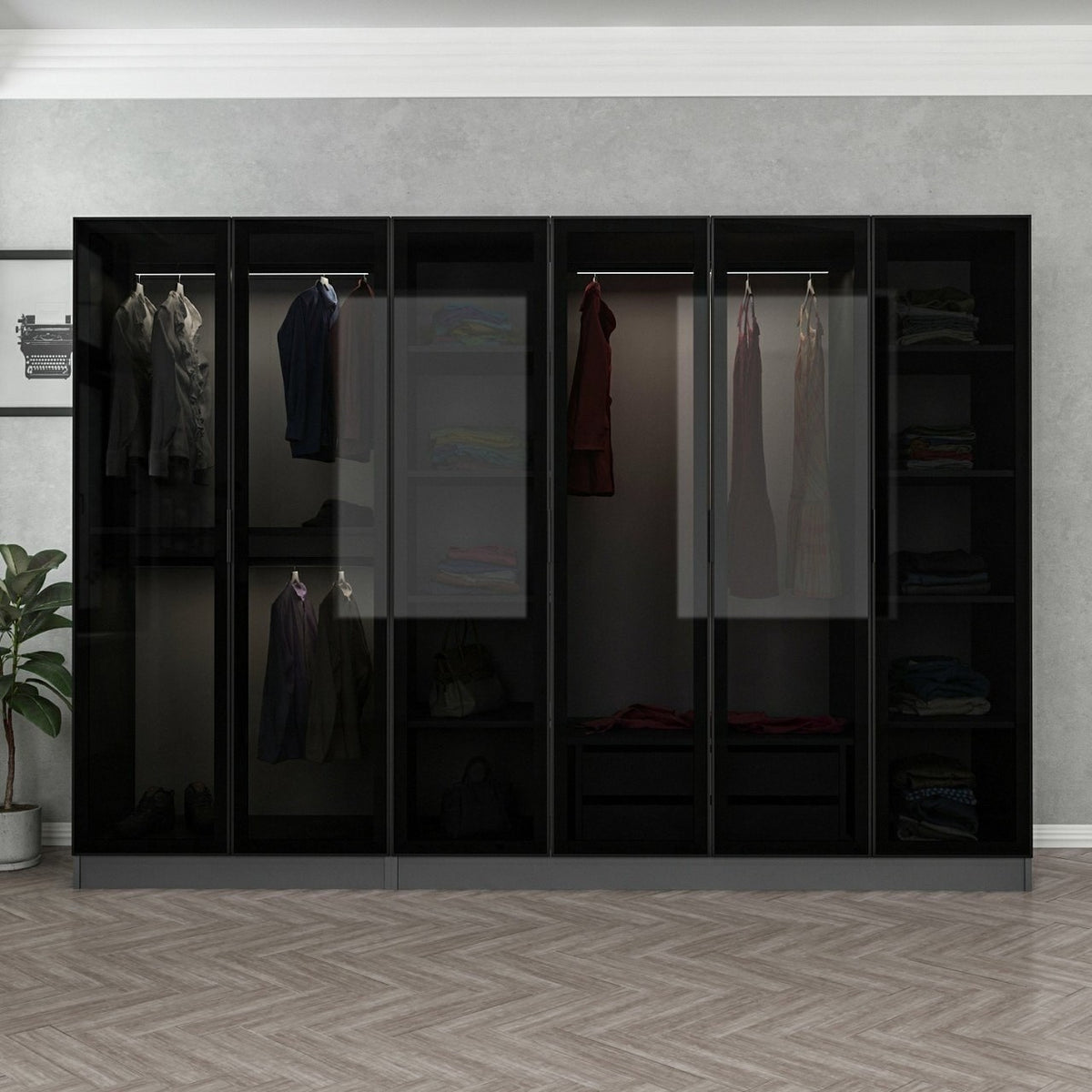 Kale Schrank - Anthrazit Schwarz in Anthrazit Schwarz präsentiert im Onlineshop von KAQTU Design AG. Drehtürenschrank ist von Hanah Home