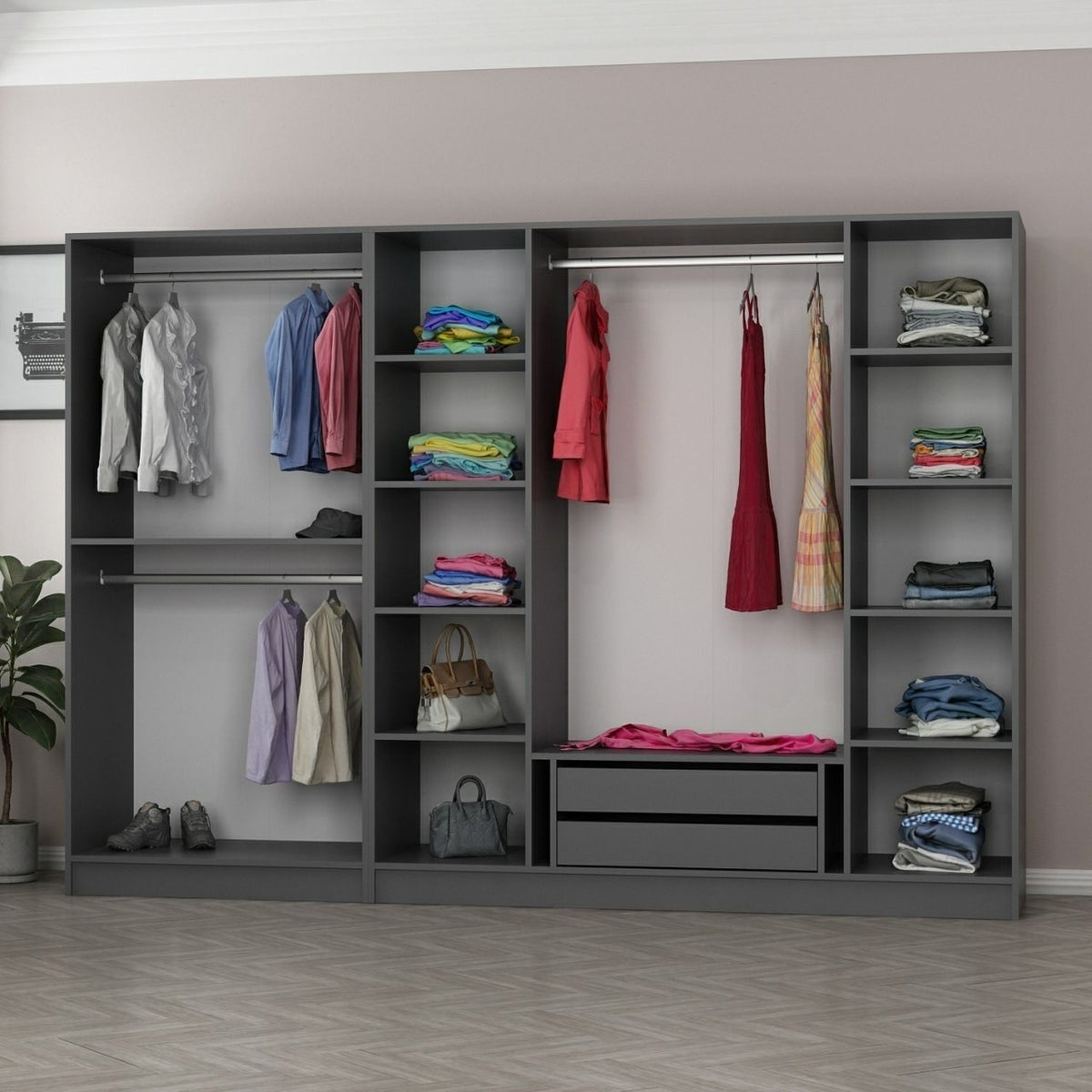 Kale Schrank - Anthrazit Schwarz in Anthrazit Schwarz präsentiert im Onlineshop von KAQTU Design AG. Drehtürenschrank ist von Hanah Home