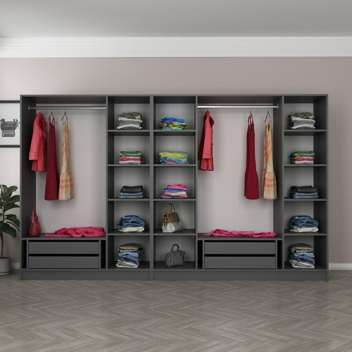 Kale Schrank - Anthrazit Schwarz in Anthrazit Schwarz präsentiert im Onlineshop von KAQTU Design AG. Drehtürenschrank ist von Hanah Home