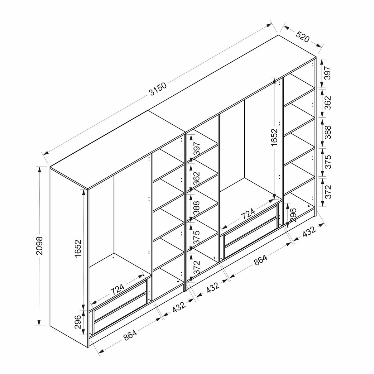 Kale Schrank - Anthrazit Schwarz in Anthrazit Schwarz präsentiert im Onlineshop von KAQTU Design AG. Drehtürenschrank ist von Hanah Home